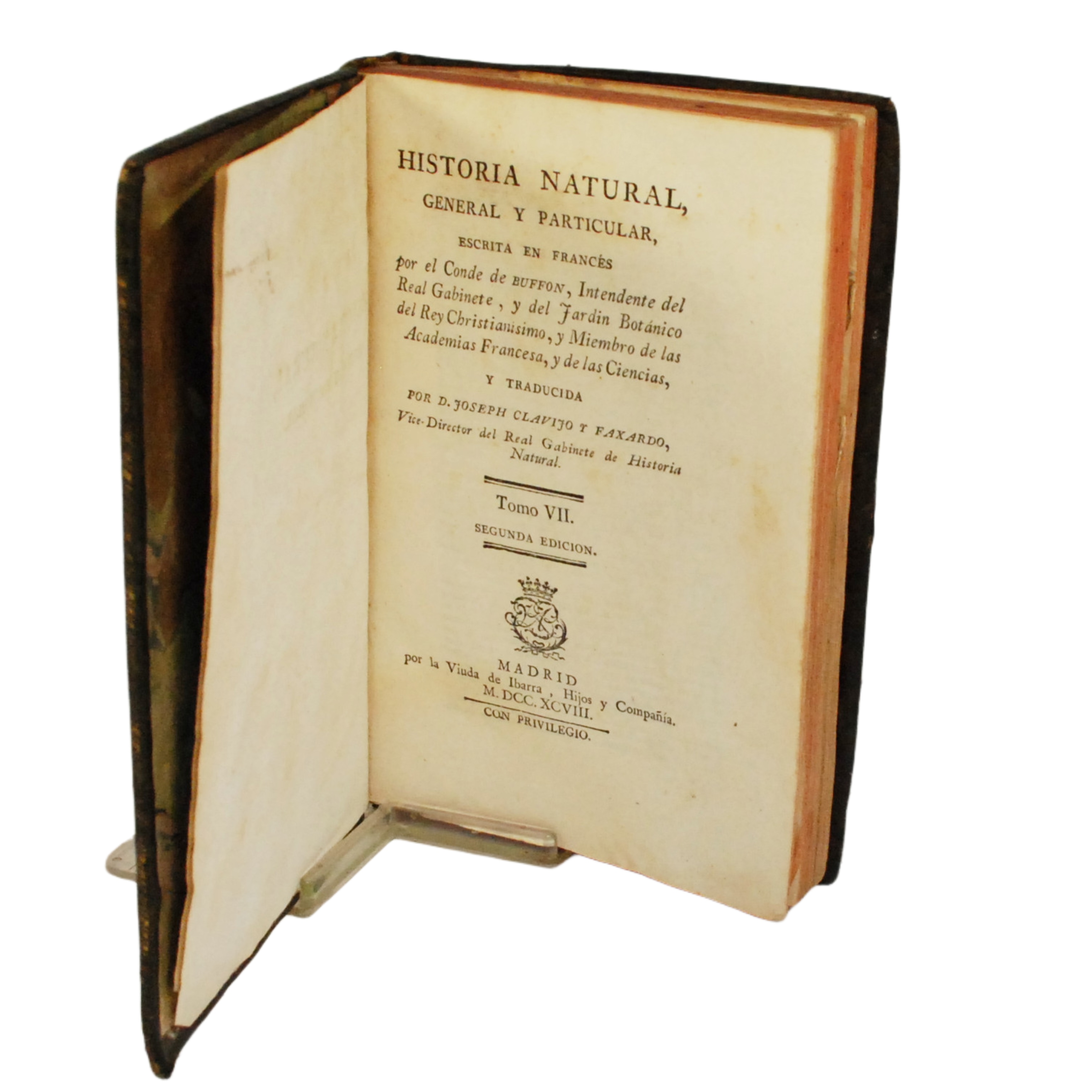 BUFFON - HISTORIA NATURAL GENERAL Y PARTICULAR (TOMO VII) - 1798