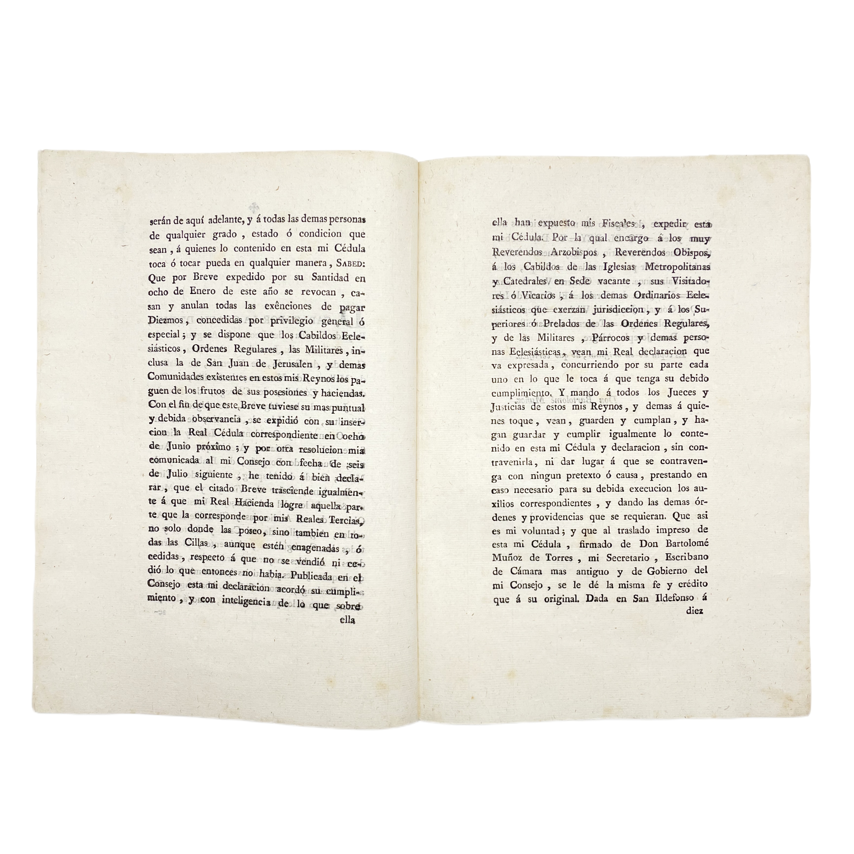 REAL CÉDULA DE CARLOS IV - RECAUDACIÓN IMPUESTOS REAL HACIENDA - 1796