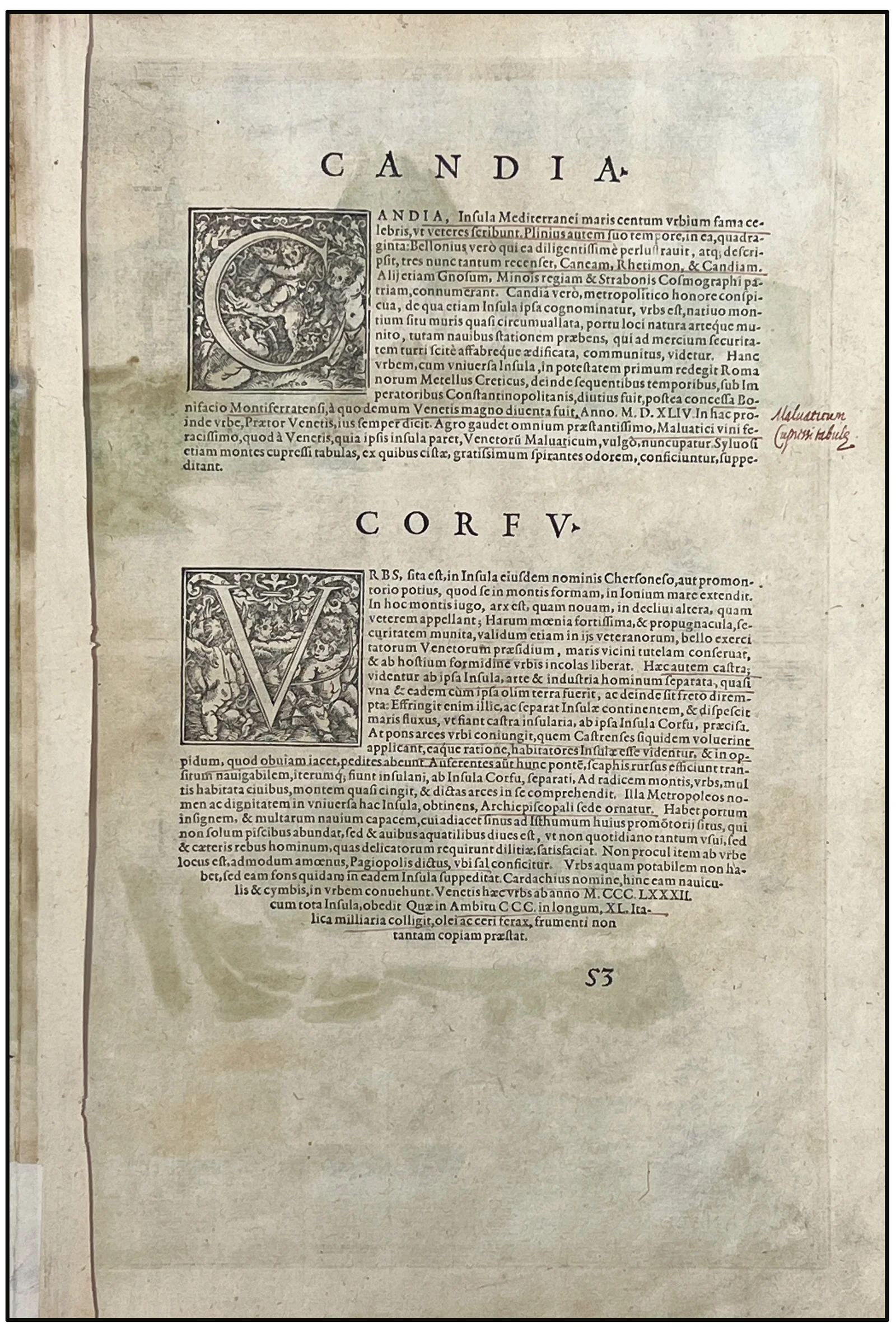 BRAUN & HOGENBERG - CANDIA ET LA CITA DE CORPHU.(VISTA DE LAS ISLAS DE CRETA Y CORFÚ )- 1580