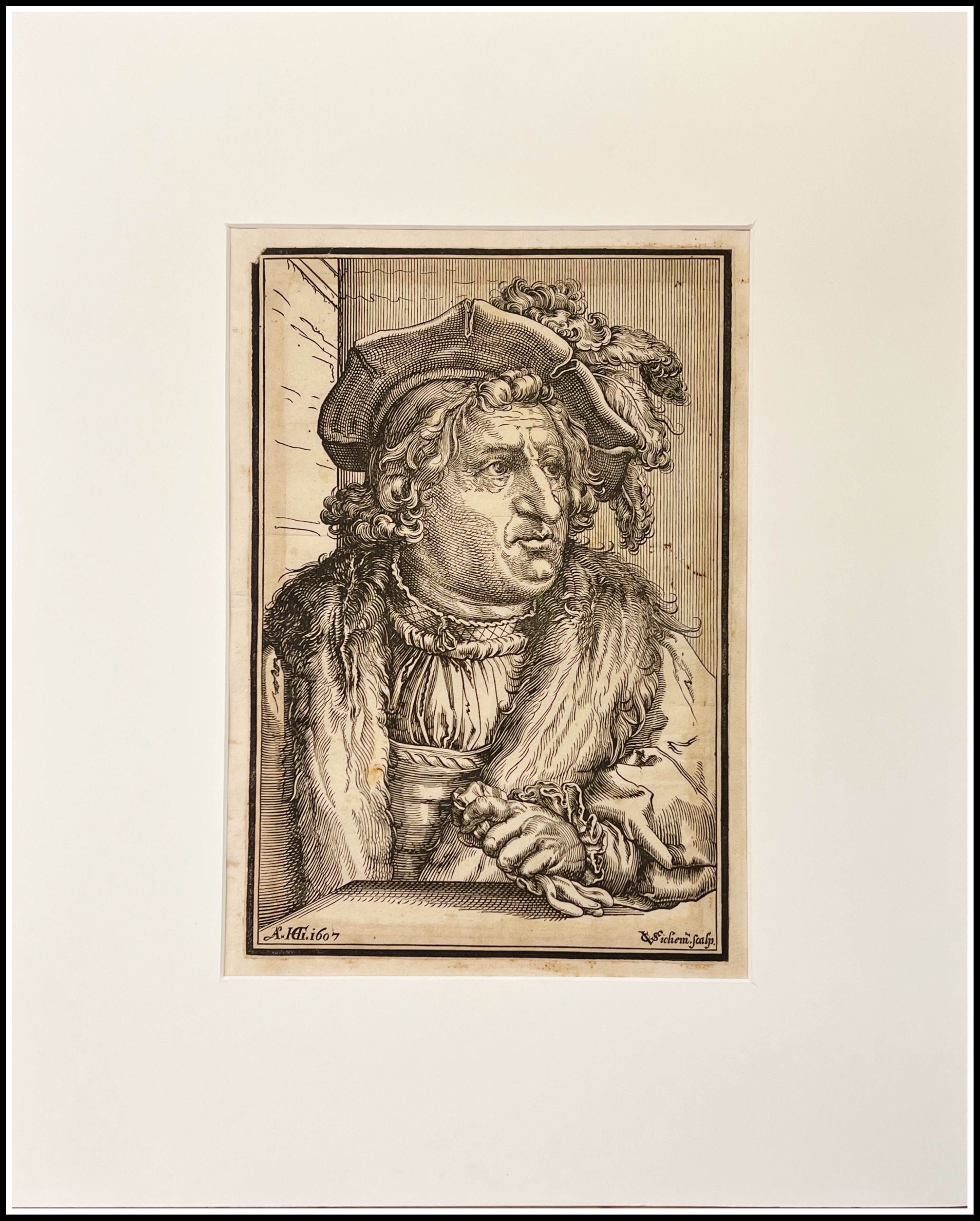 CHRISTOPH VAN SICHEM - HOMBRE CON GORRO DE PLUMAS - 1607