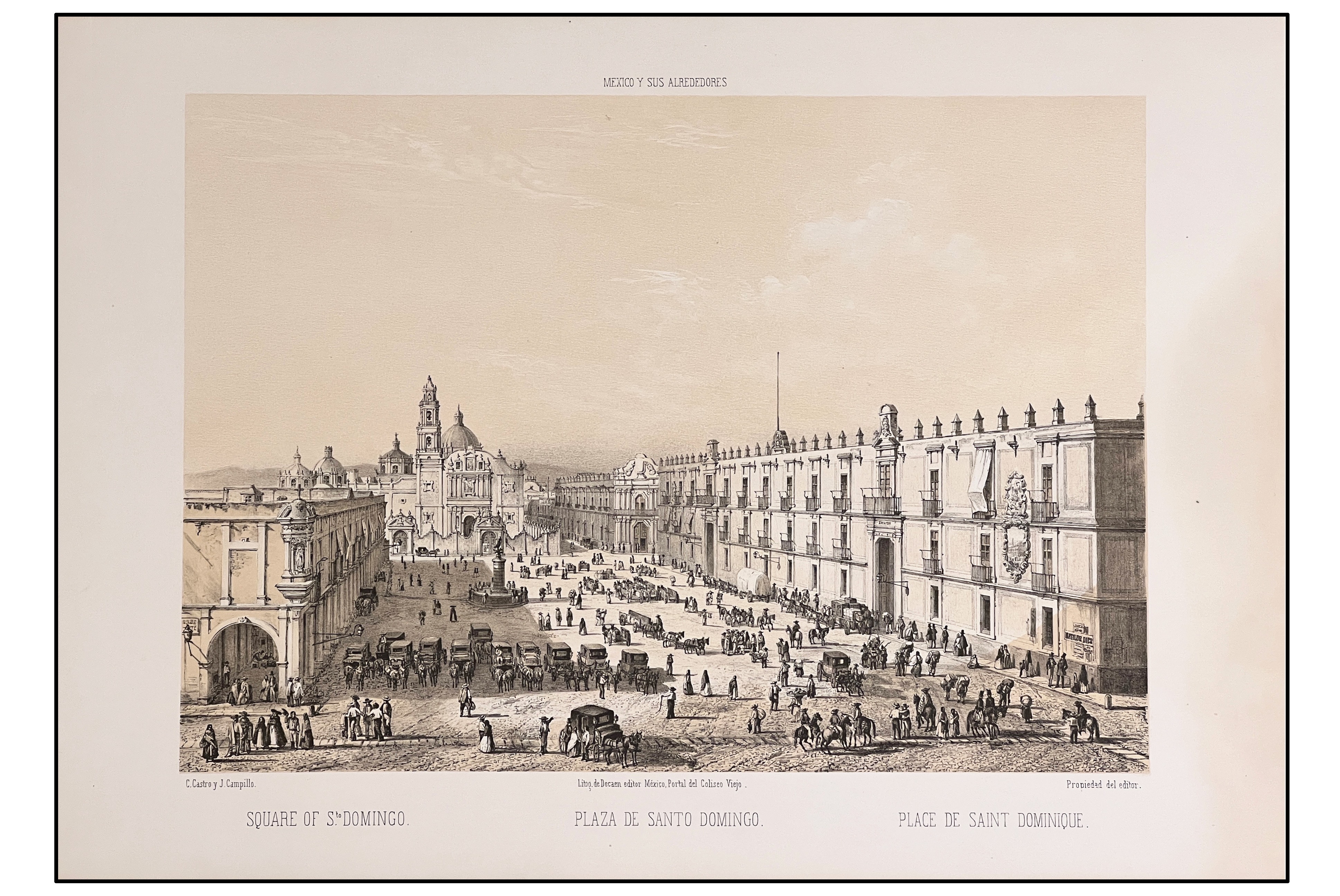 CASIMIRO CASTRO - PLAZA SANTO DOMINGO (LITOGRAFÍA) - 1863