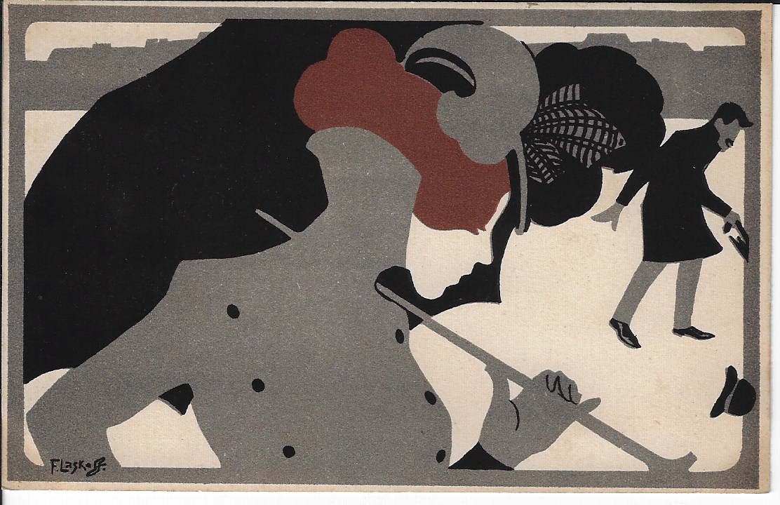 FRANZ LASKOFF - LES MOIS ART NOUVEAU (TARJETA POSTAL) - C. 1898