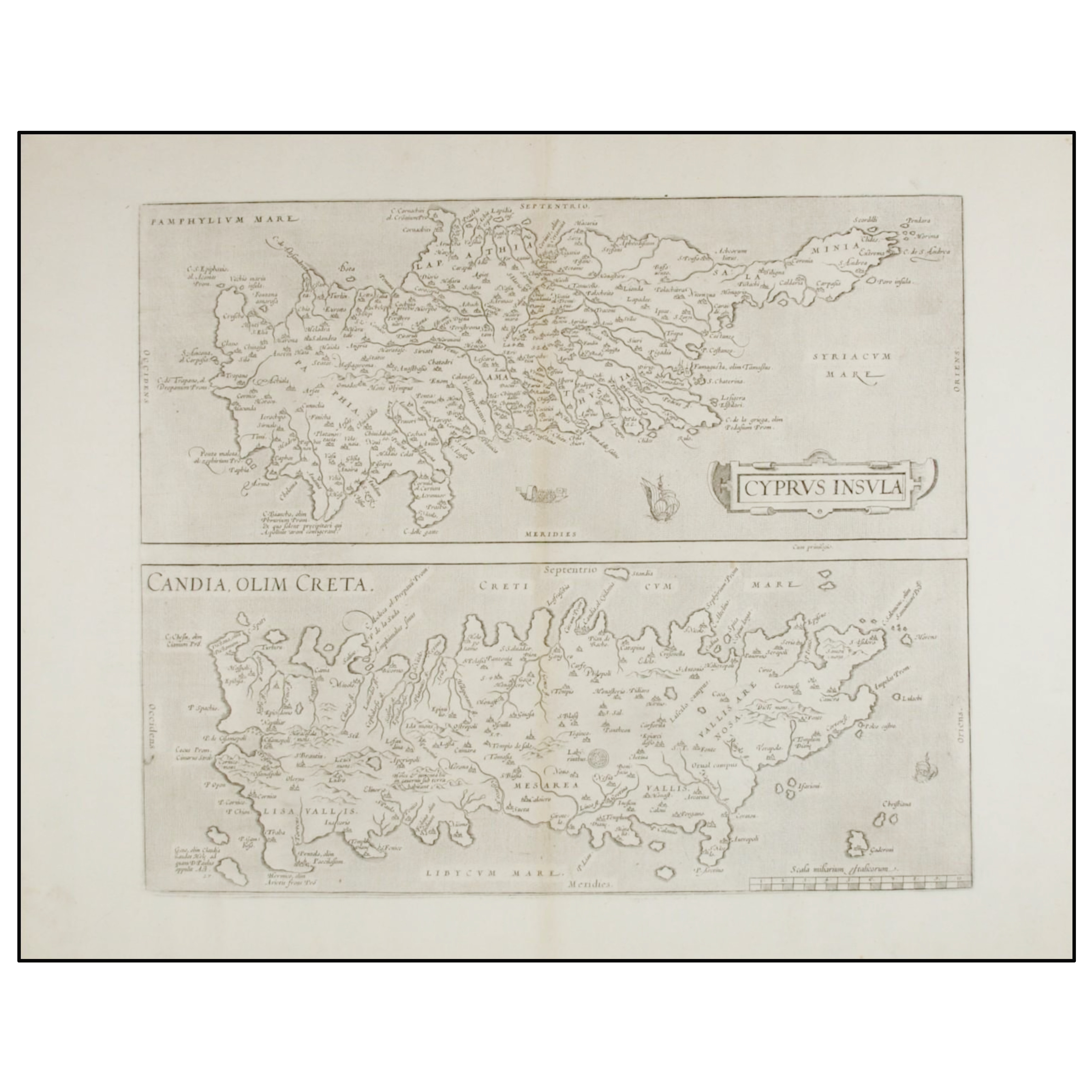 CYPRUS - CRETA (1579) CYPRVS INSVLA (ISLA DE CHIPRE). CANDIA, OLIM CRETA (CANDIA, ANTES LLAMADA CRETA)