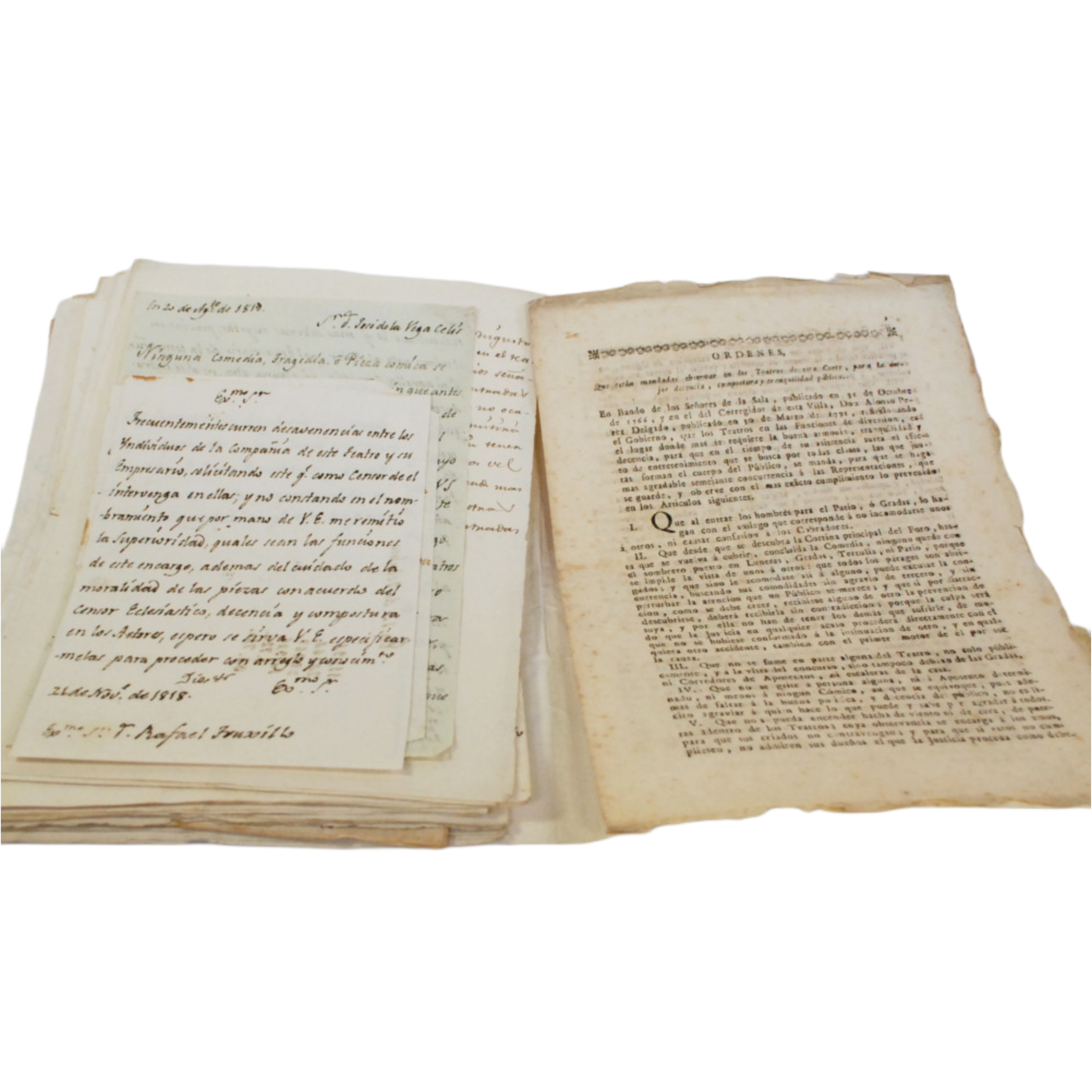 MANUSCRITO - REGLAMENTOS DE TEATROS (MALAGA) - S. XIX