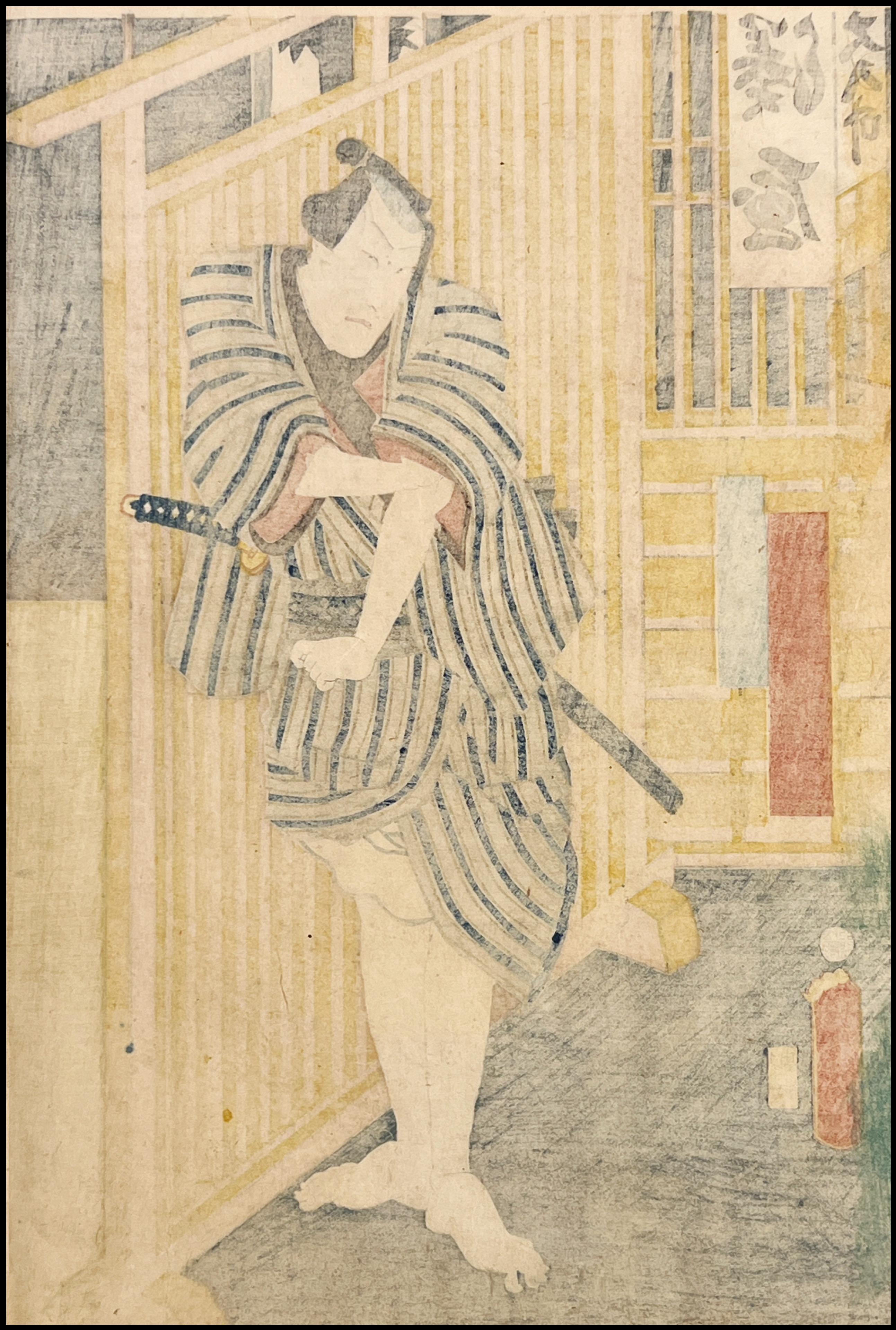 KUNISADA II - ESCENA DE TEATRO KABUKI. - 1860