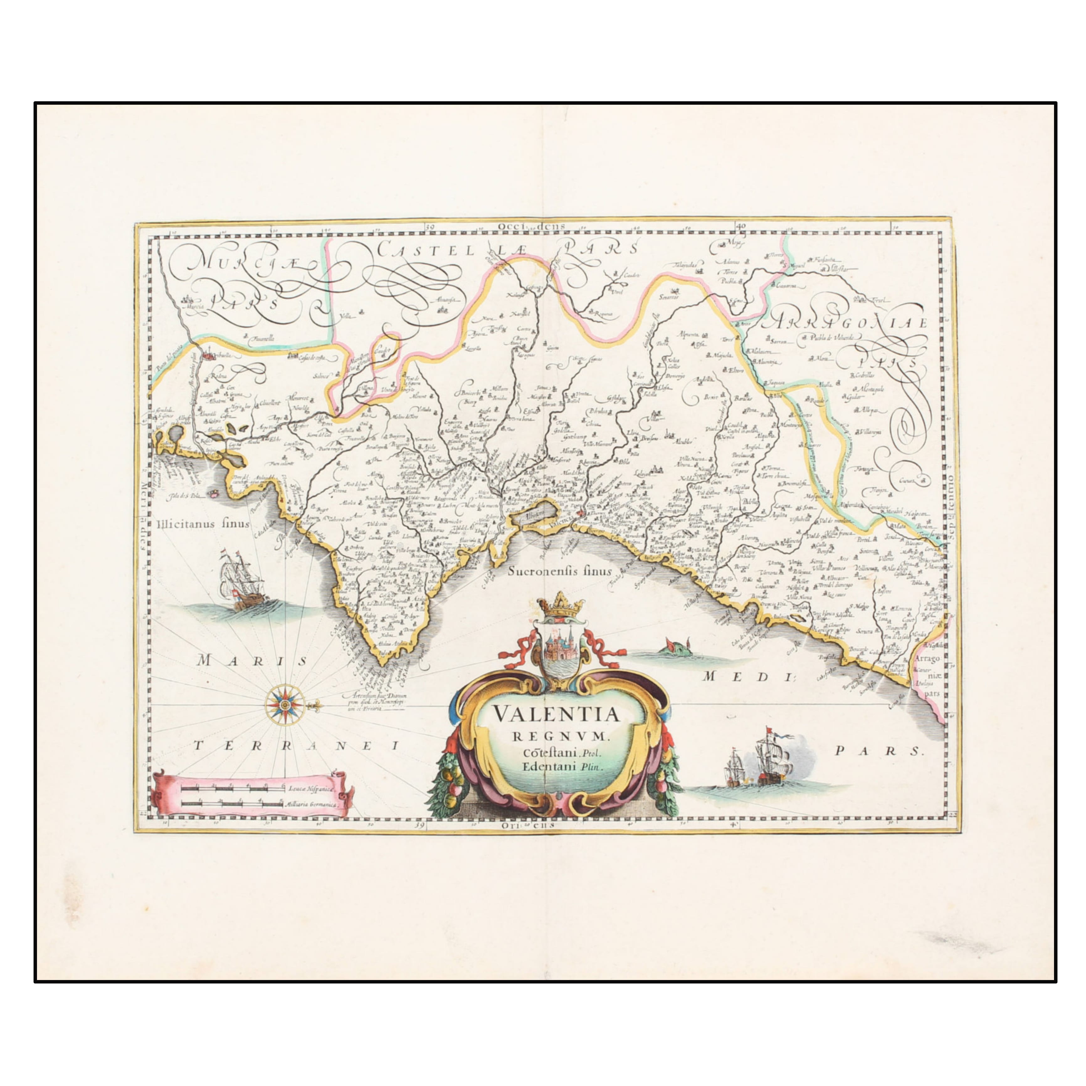 JOHANNES JANSSONIUS - VALENTIA REGNUM. COTESTANI. PTOL. EDENTANI, PLIN. - 1680