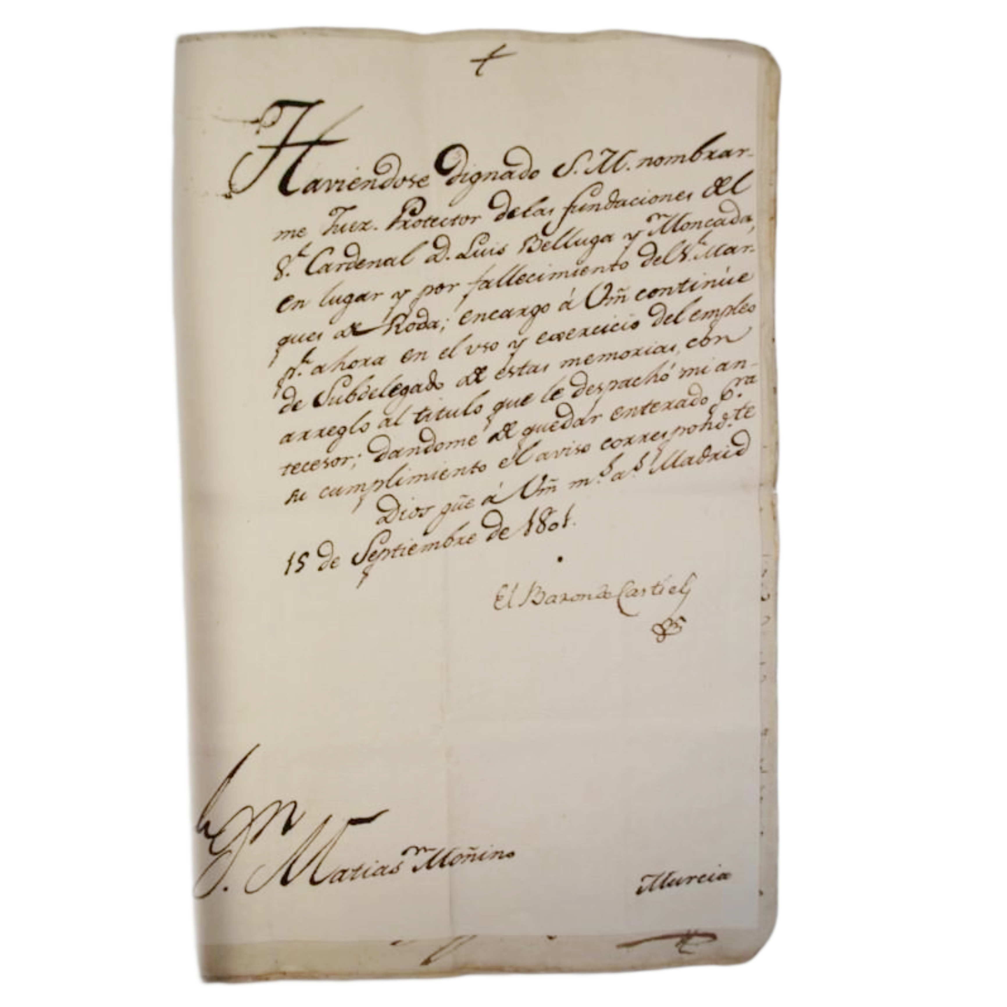 CARDENAL BELLUGA - NOMBRAMIENTO DE JUECES PARA LA GESTION DE BIENES - 1793