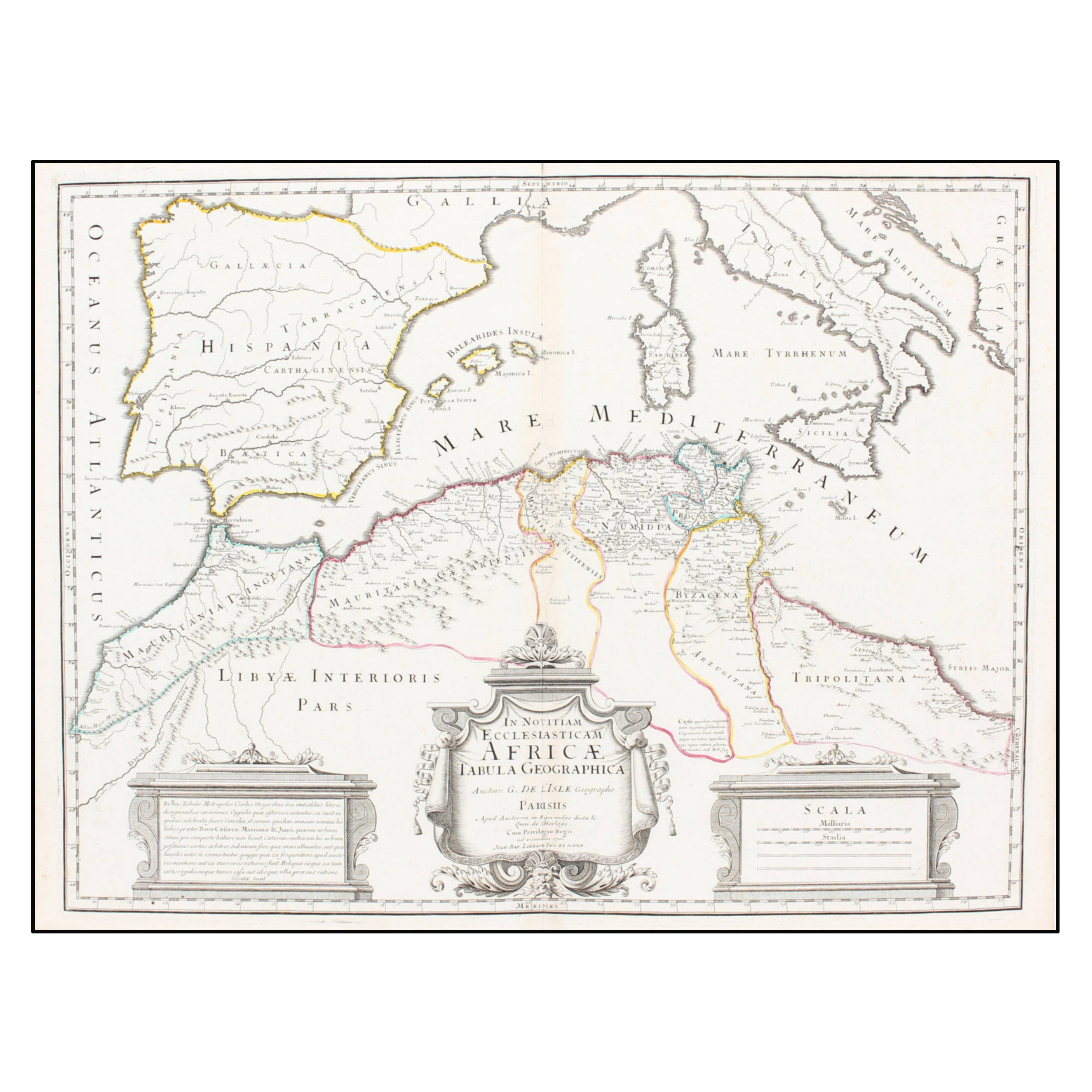 GUILLAUME DELISLE - IN NOTITIAM ECCLESIASTICAM AFRICAE TABULA GEOGRAPHICA; AUCTORE G. DE L'ISLE GEOGRAPHO; JOAN. BAP. LIÉBAUX INV. ET SCULP. - 1700