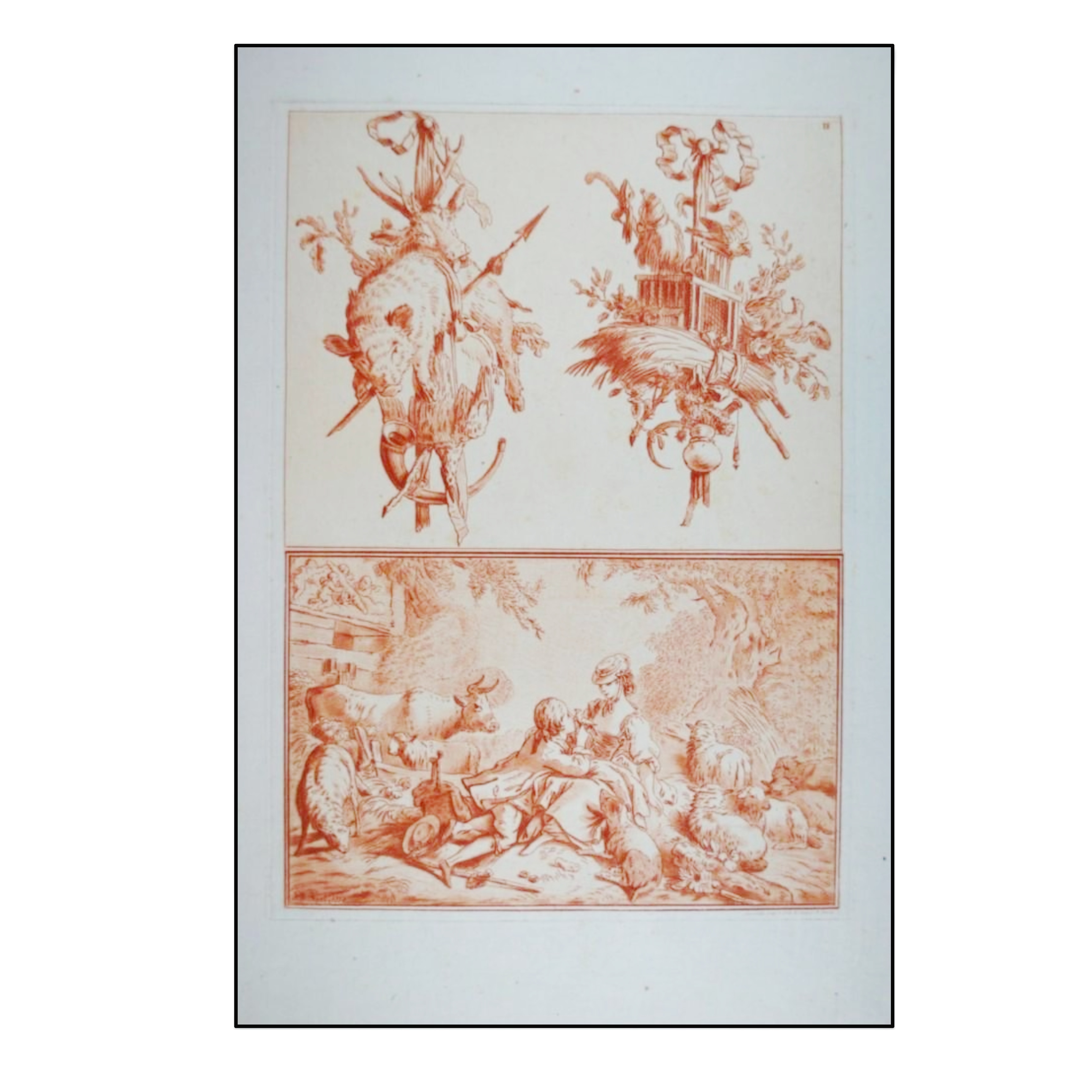 JEAN-BAPTISTE HUET - ESCENA PASTORAL Y DE CAZA - 1772