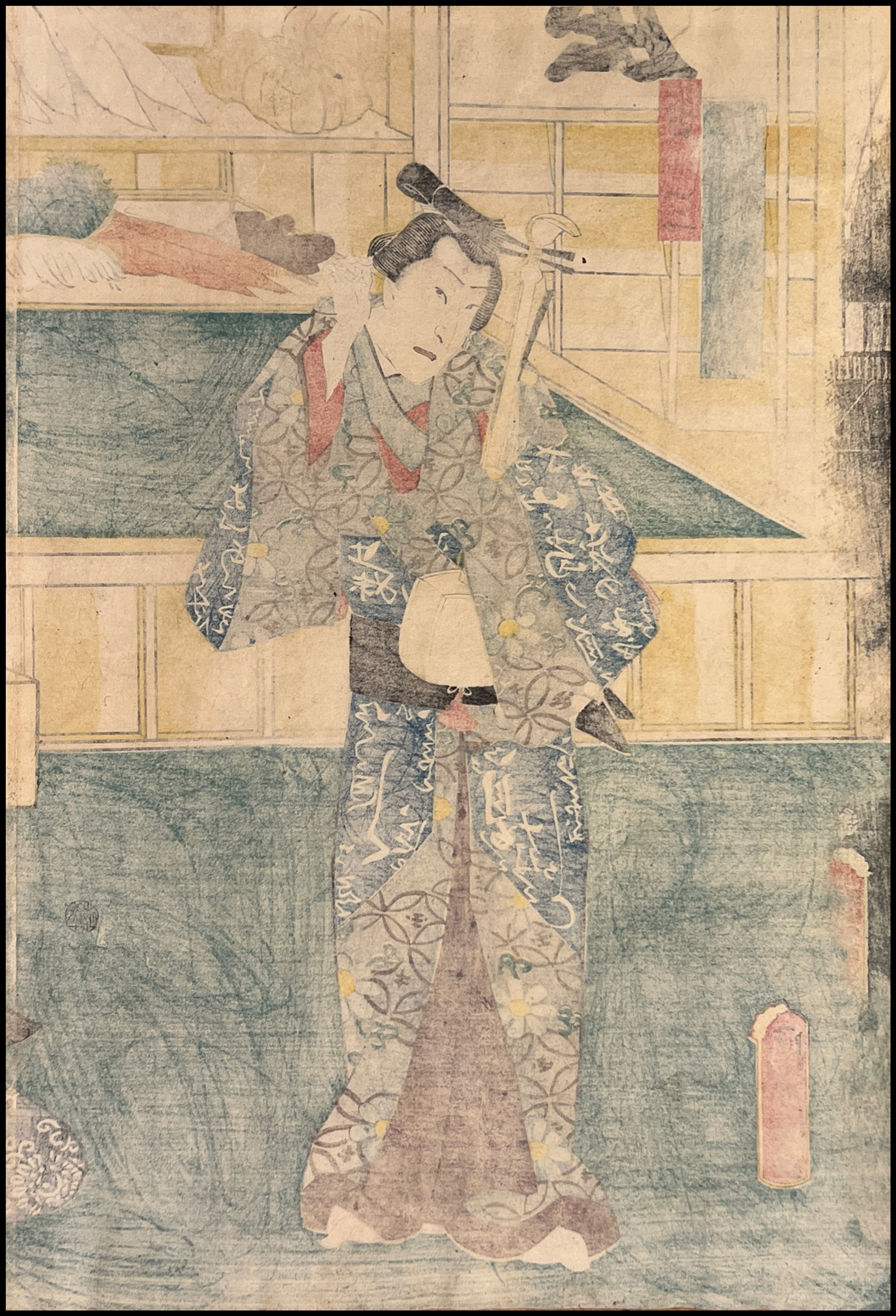 TOYOHARA KUNICHIKA -  SAWAMURA TOSSHO II REPRESENTANDO A KICHIZA.. - 1862