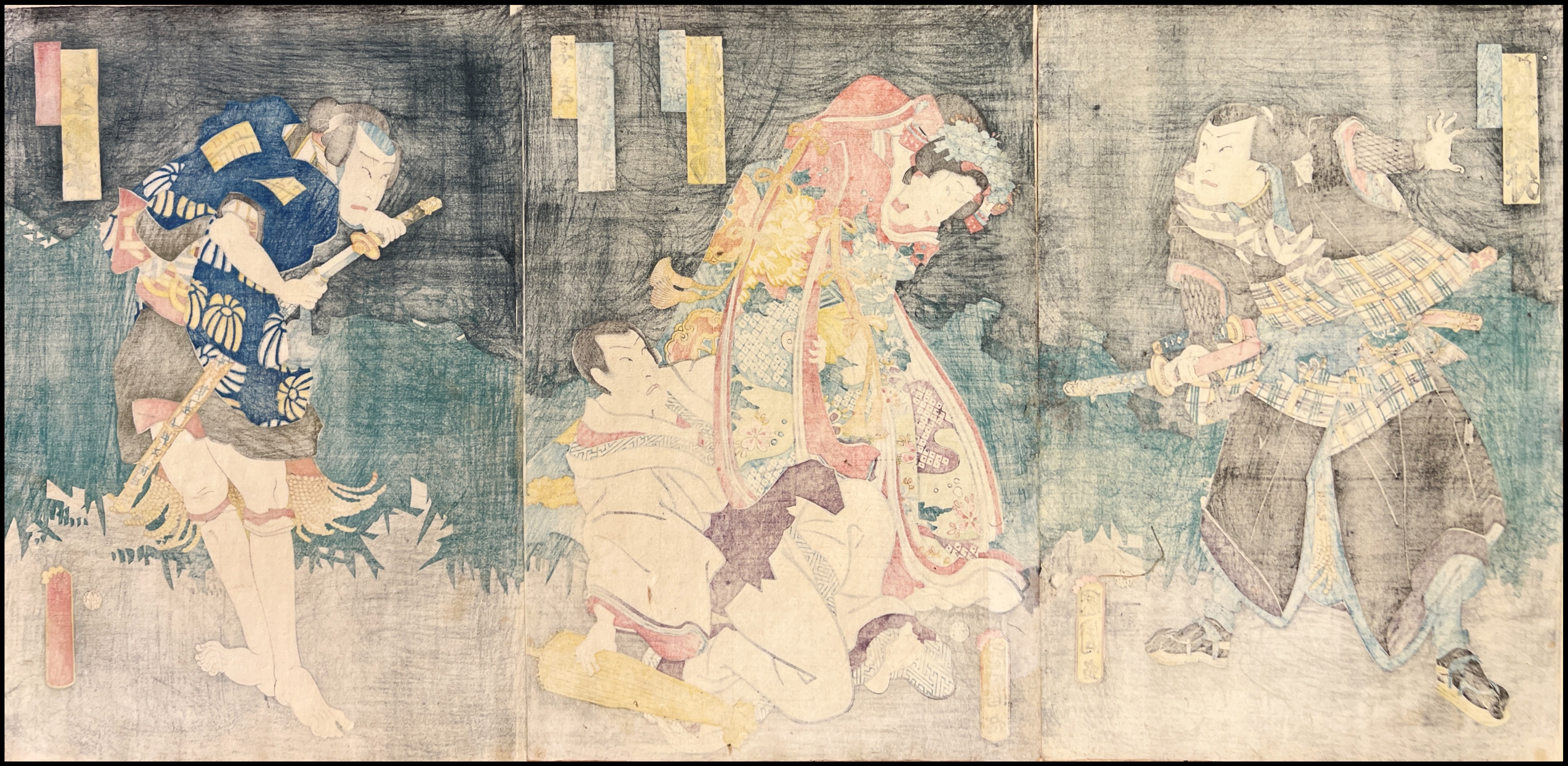 TOYOHARA KUNICHIKA -  ACTORES DE KABUKI SAWAMURA TANOSUKE, BANDO HIKOSABURO V… - 1860