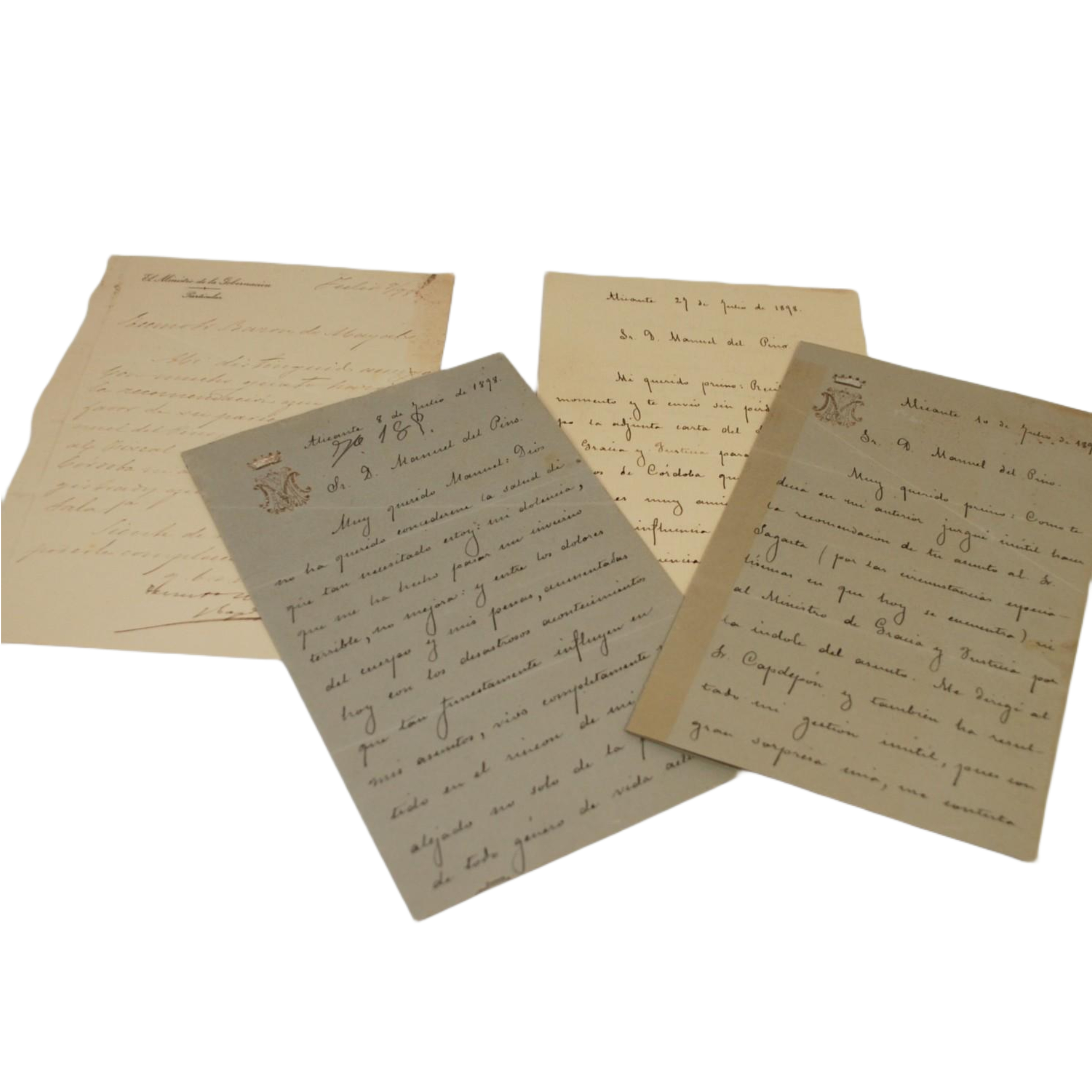 BARON DE MAYANS - 3 CARTAS A SU PRIMO Y 1 A RUIZ CAPDEBON - 1898