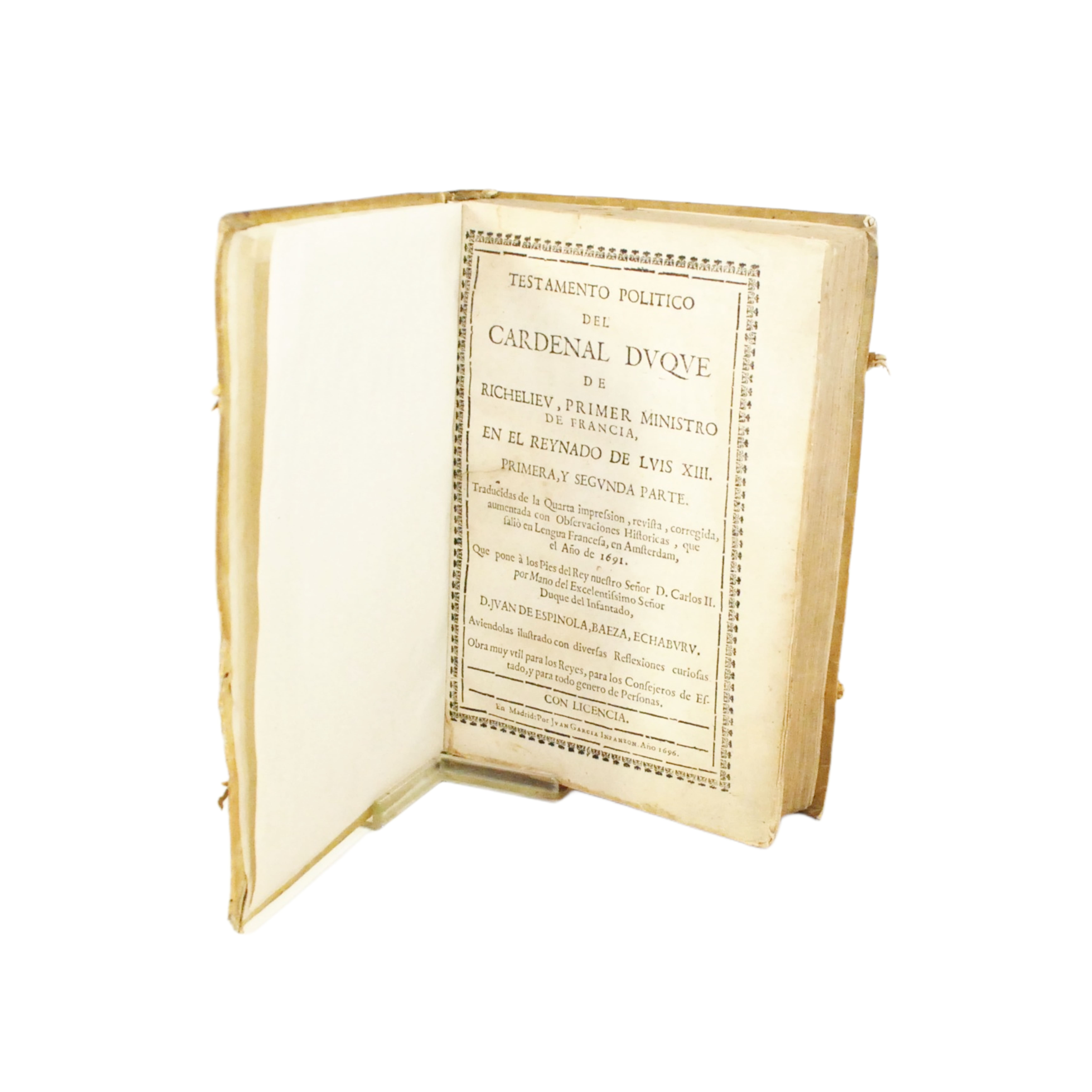 CARDENAL RICHELIEU - TESTAMENTO POLITICO - INFANZON 1696