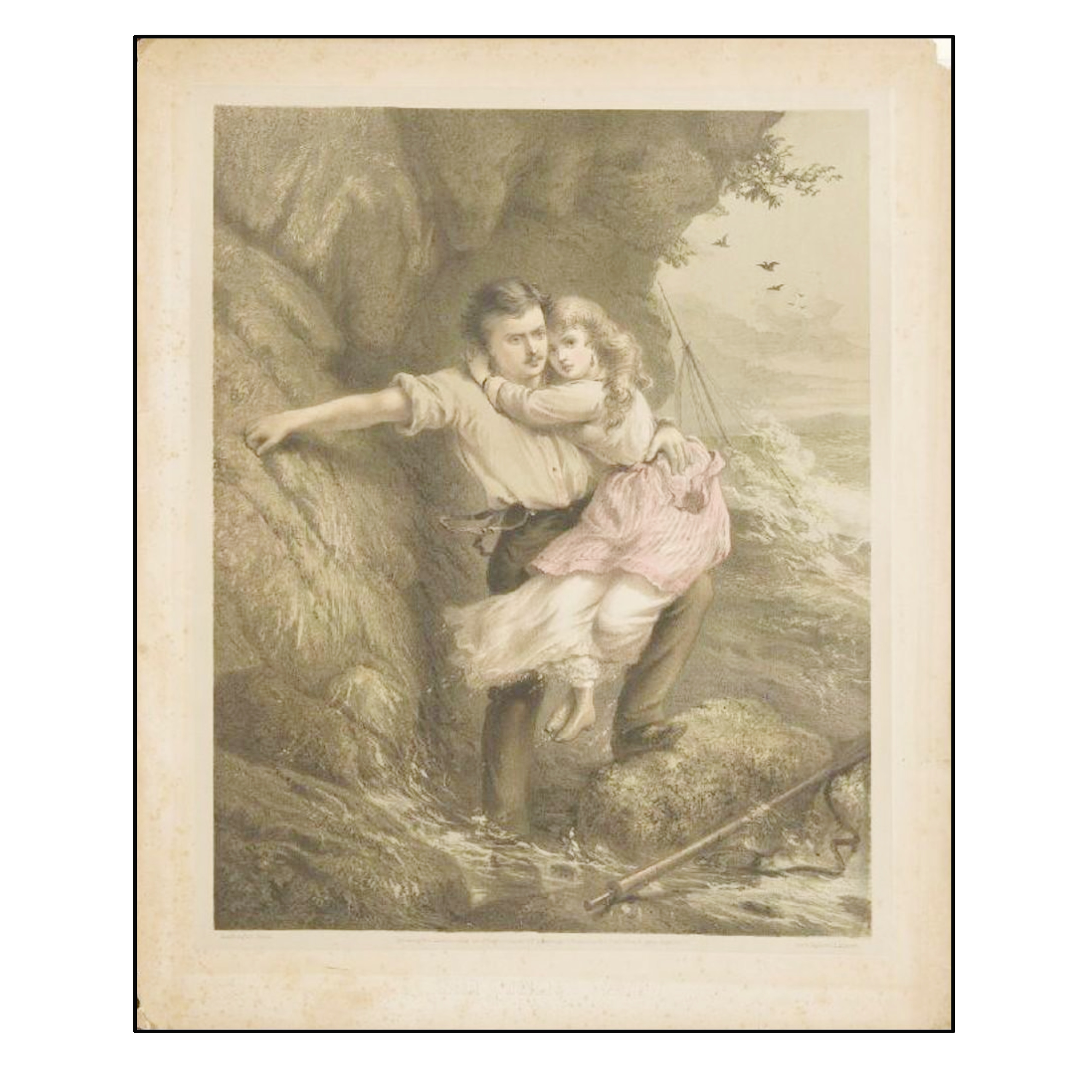 ANÓNIMO - THE COMING WAVE (GRABADO ANTIGUO) - 1873