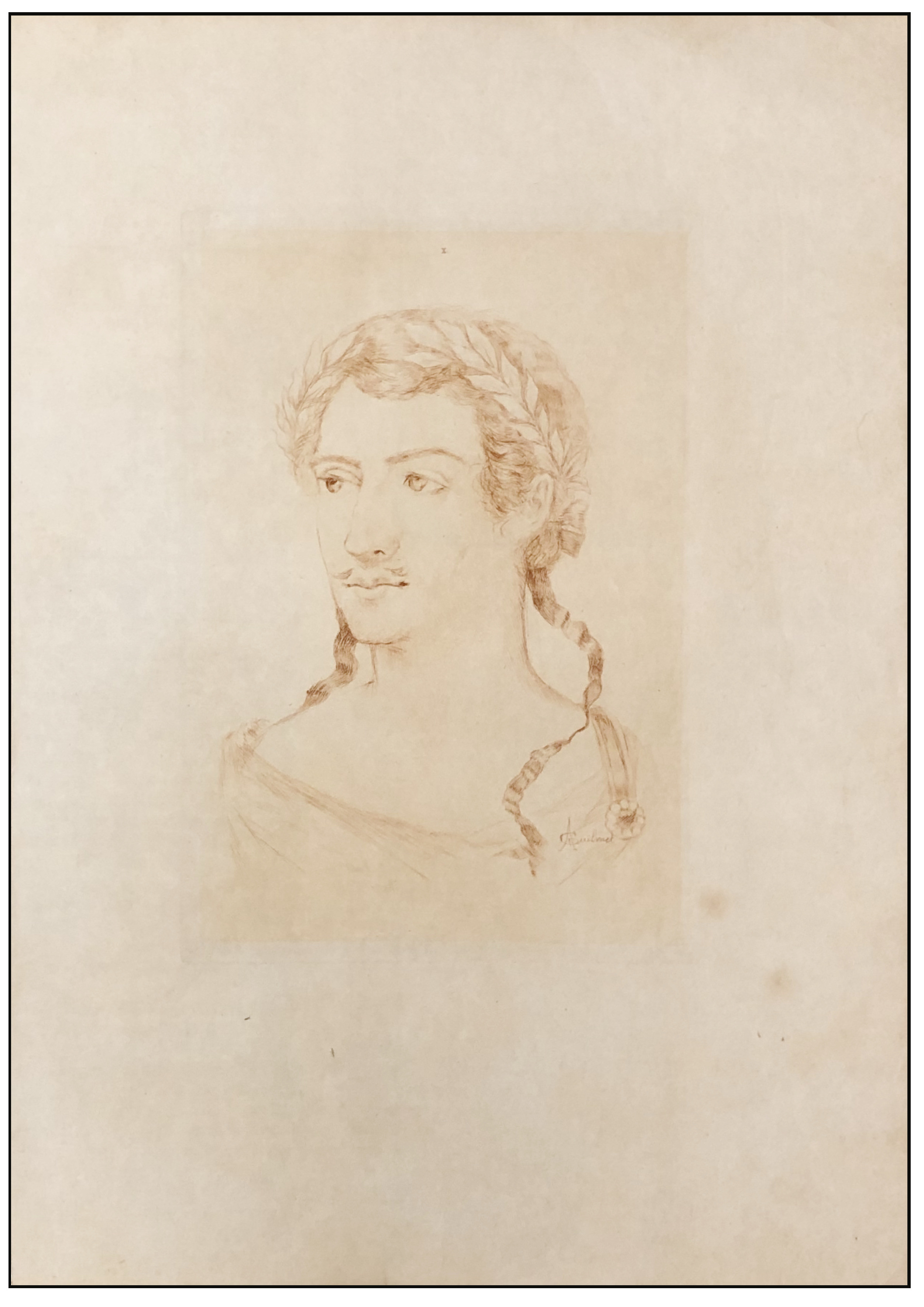 MONSANTO - RETRATO DE MOLIÈRE. GRABADO SOBRE PAPEL, 1880.