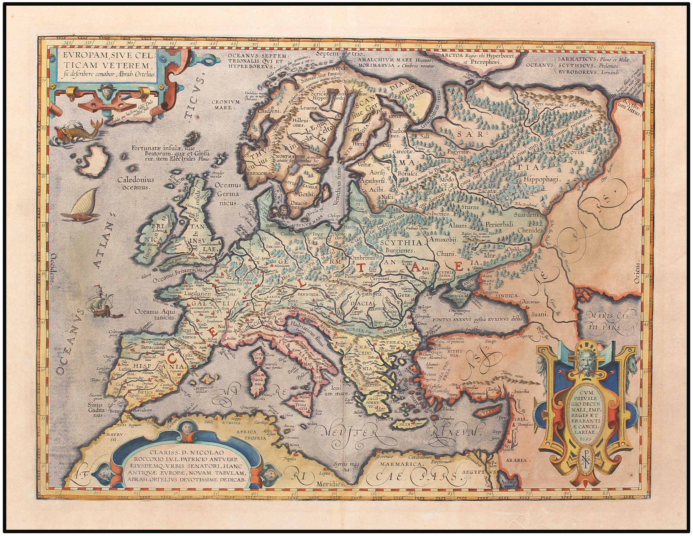 ABRAHAM ORTELIUS - EUROPAM SIVE CELTIAM VETEREM SIC DESCRIBERE CONABAR - MAPA ANTIGUO DE EUROPA - 1595