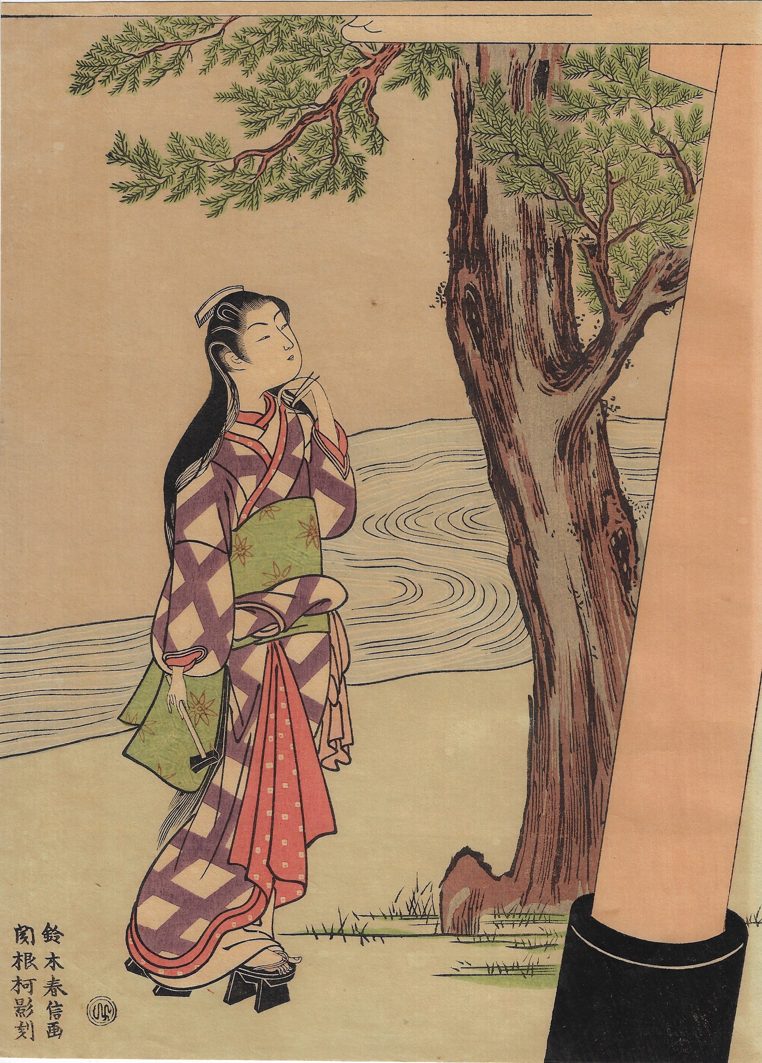 HARUNOBU / GOYO - VISITA A UN SANTUARIO EN HORA DE BUEY - 1917