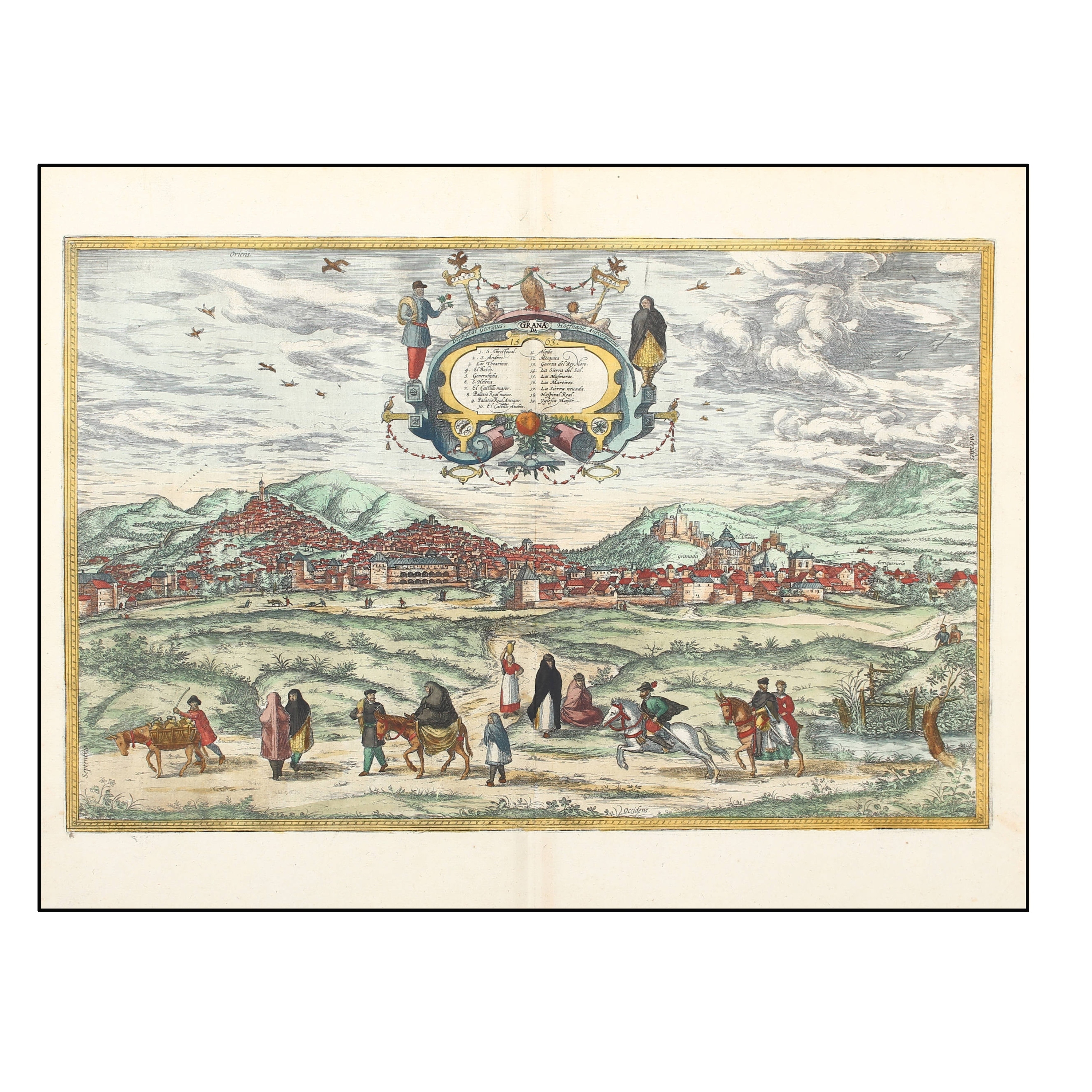 BRAUN & HOGENBERG - VISTA DE GRANADA (GRABADO ANTIGUO) - 1575