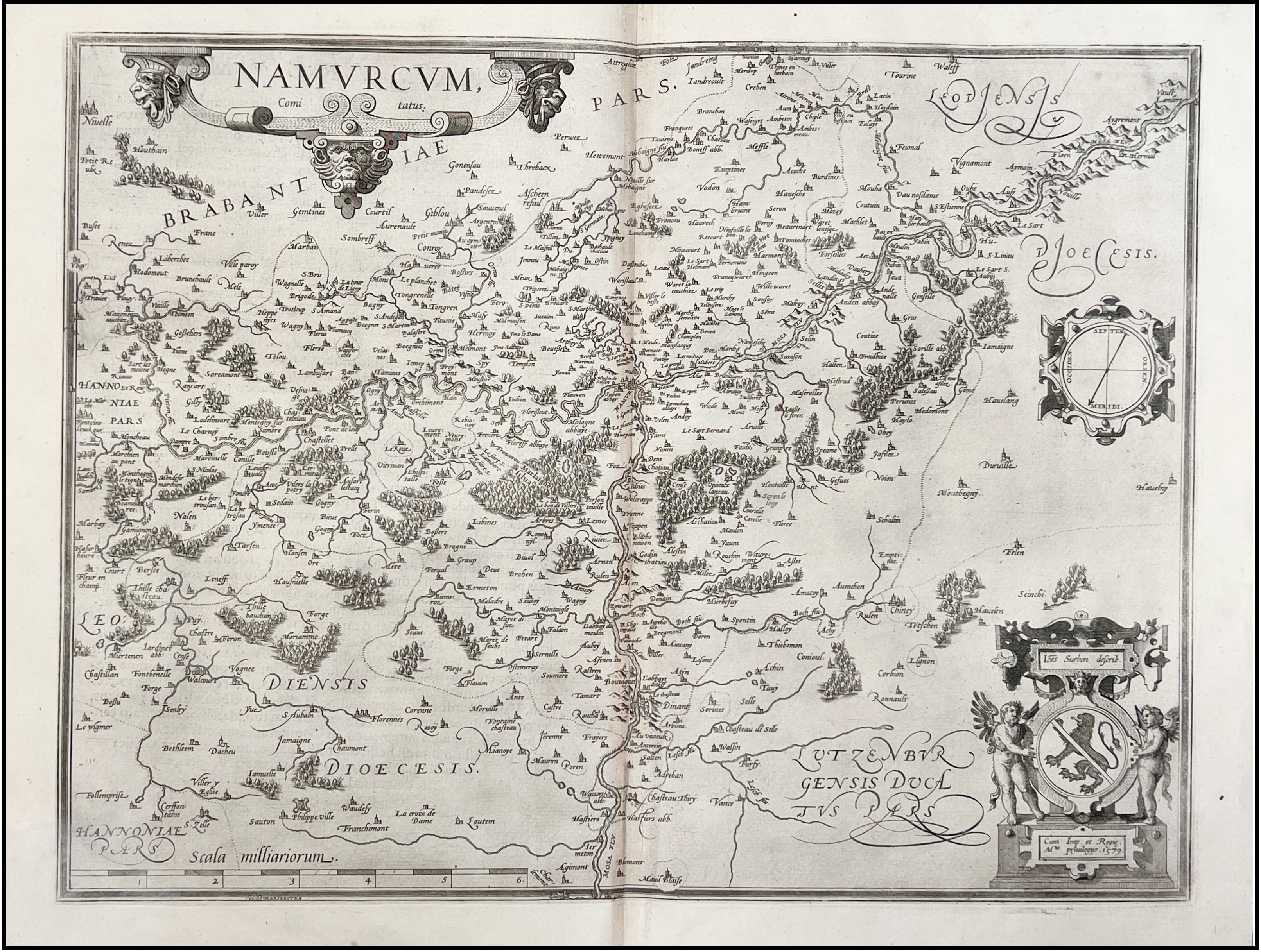 ABRAHAM ORTELIUS – GRABADO ANTIGUO DE NAMUR (NAMURCUM COMITATUS) – 1579