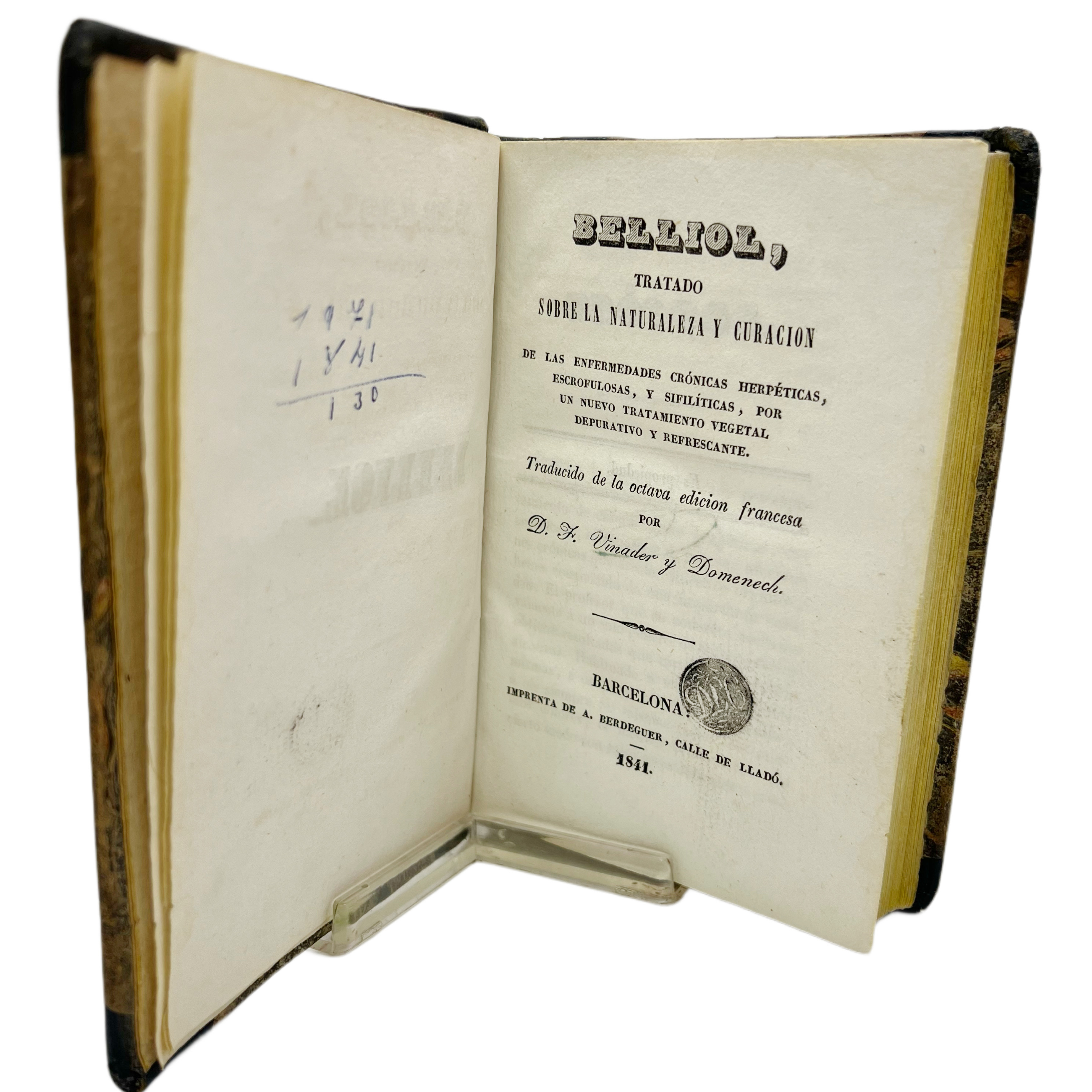 BELLIOL - TRATADO SOBRE LA NATURALEZA Y CURACION - 1841