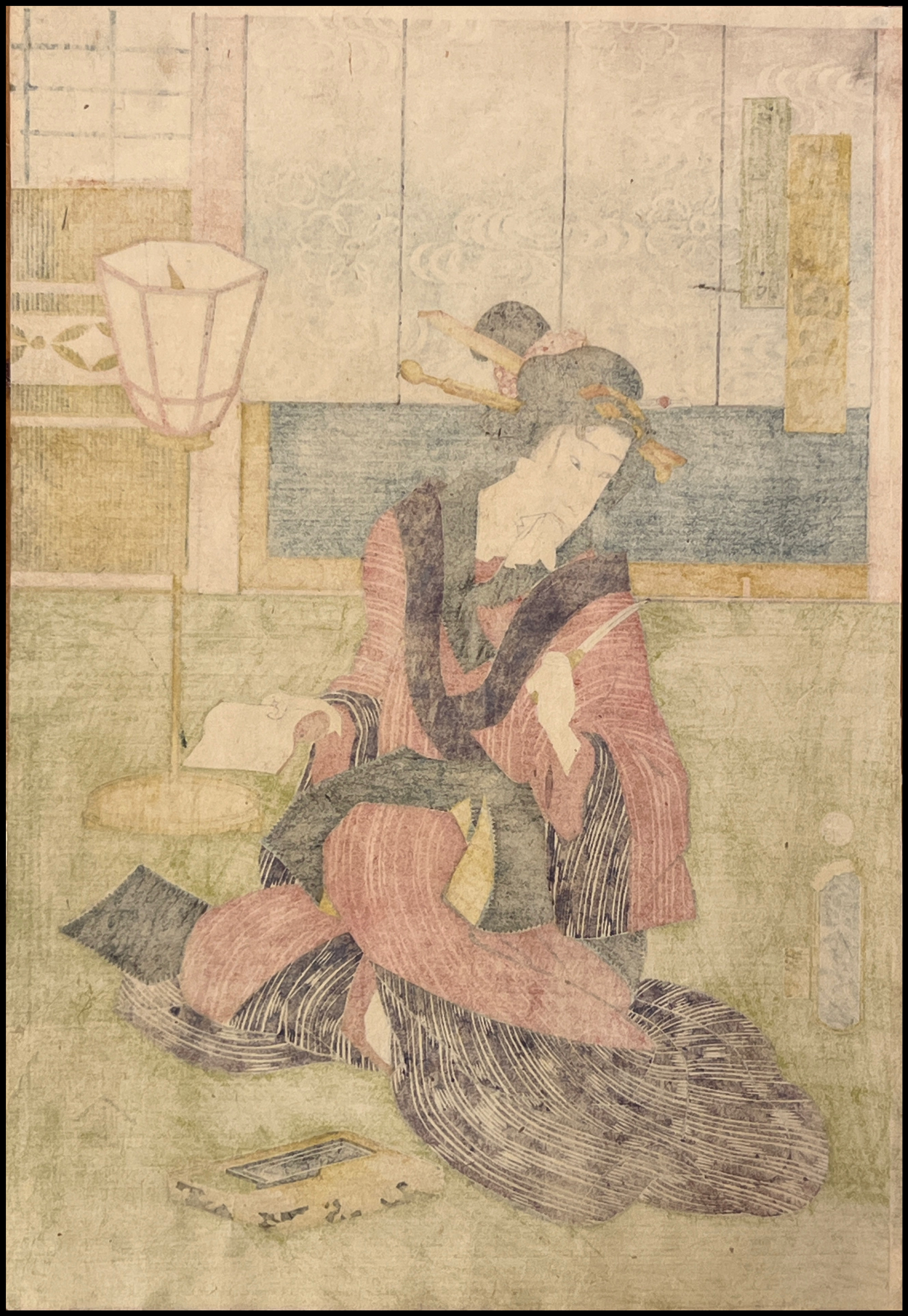 KUNISADA II - ESCENA DE TEATRO KABUKI. - 1860