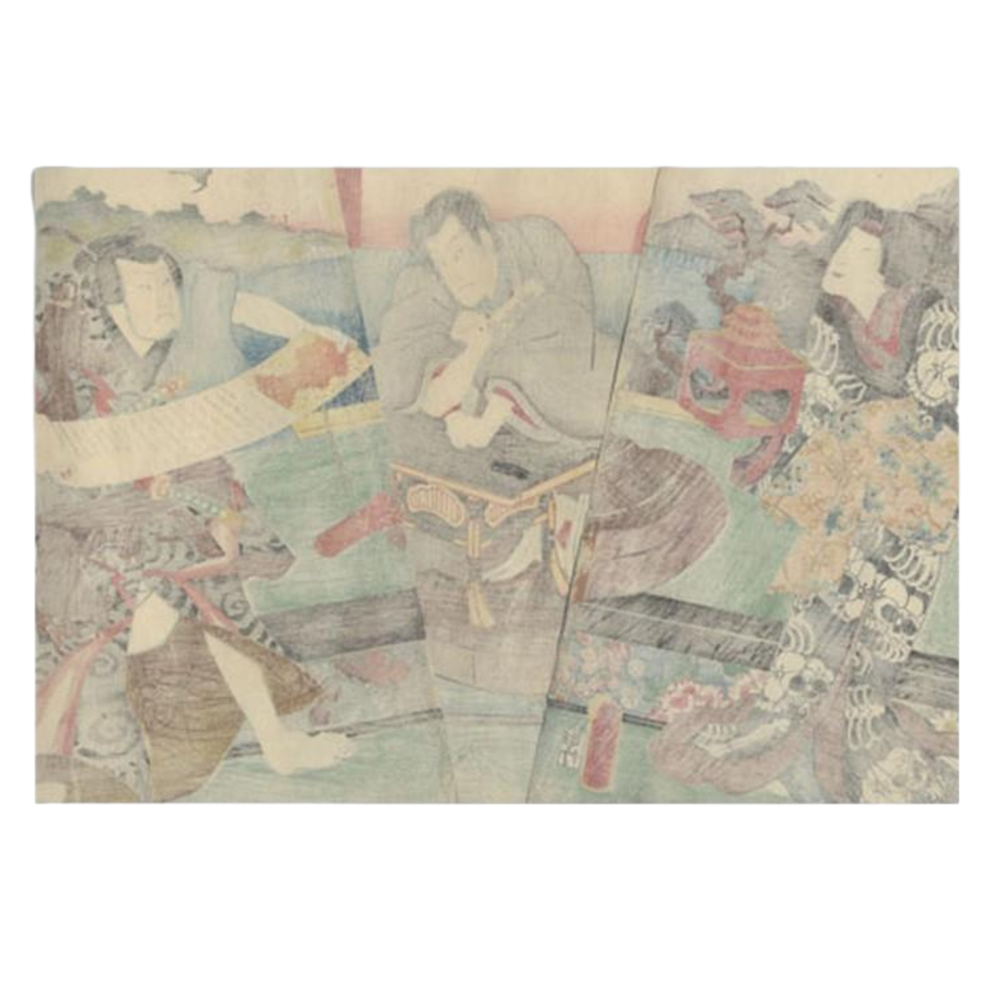 UTAGAWA KUNISADA (TOYOKUNI III) - TRIPTICO ATARDECER - 1850