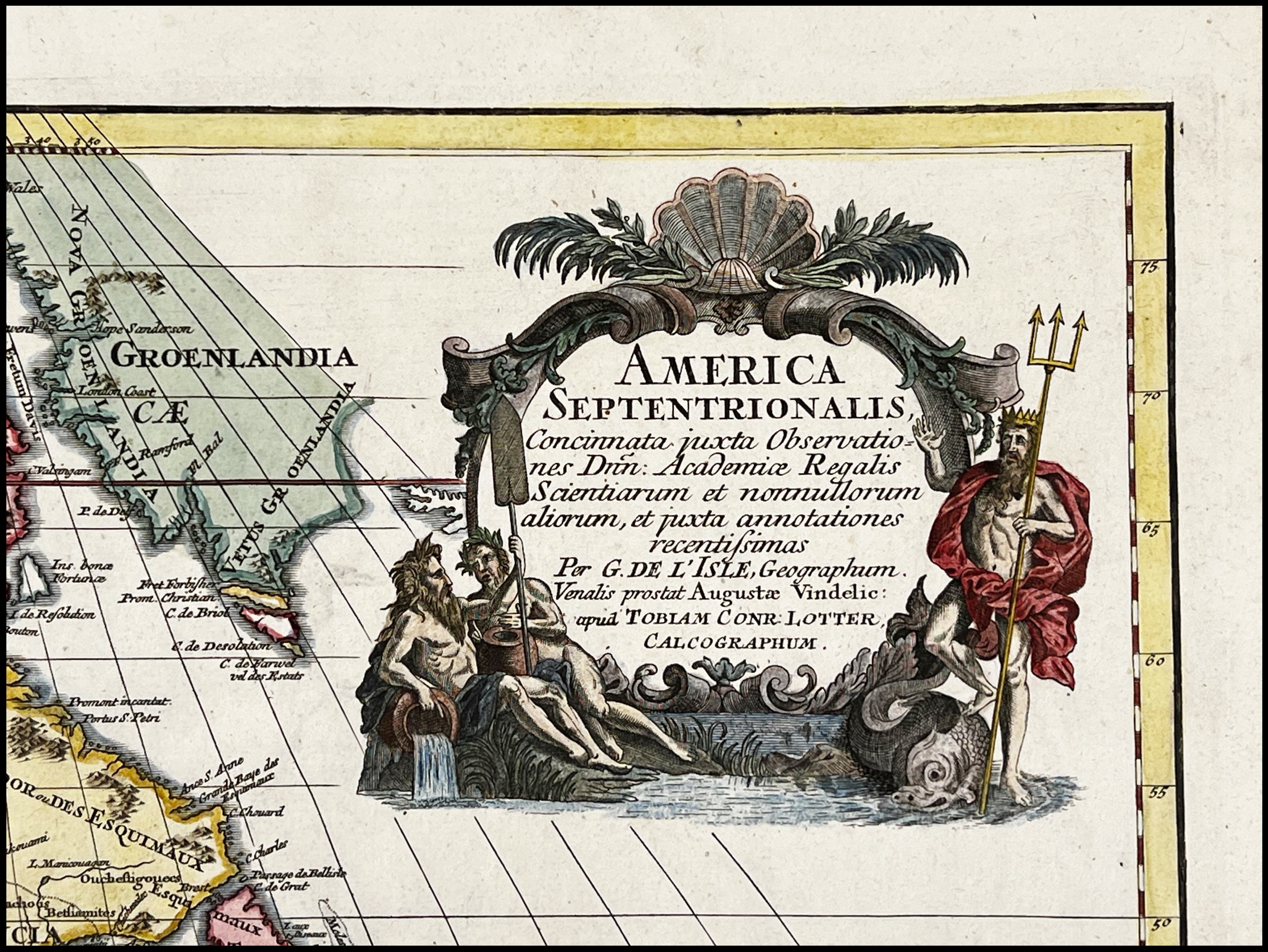 DELISLE / LOTTER - MAPA ANTIGUO DE NORTEAMÉRICA - 1770