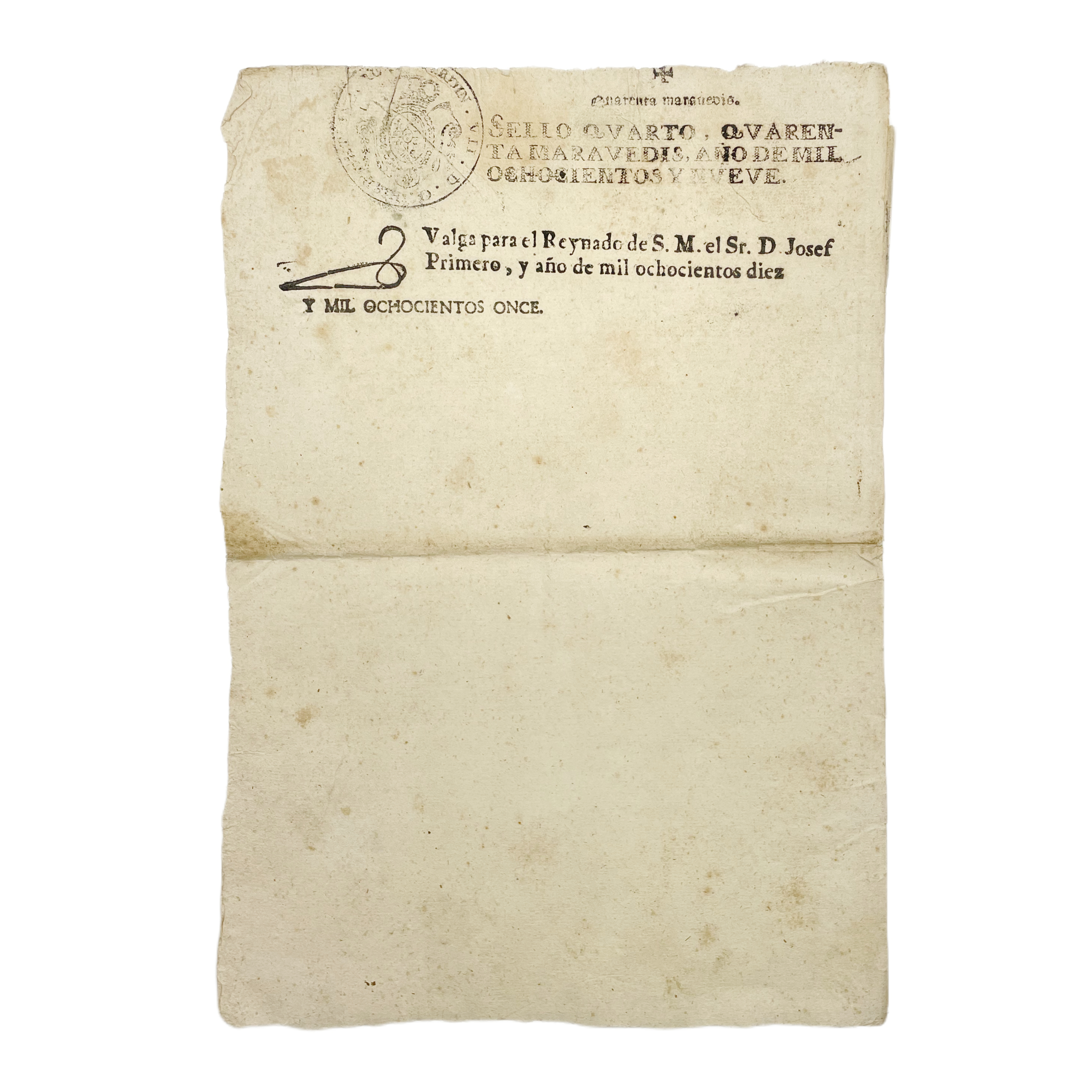 REINADO DE JOSE I BONAPARTE - SELLO QUARTO - 1810