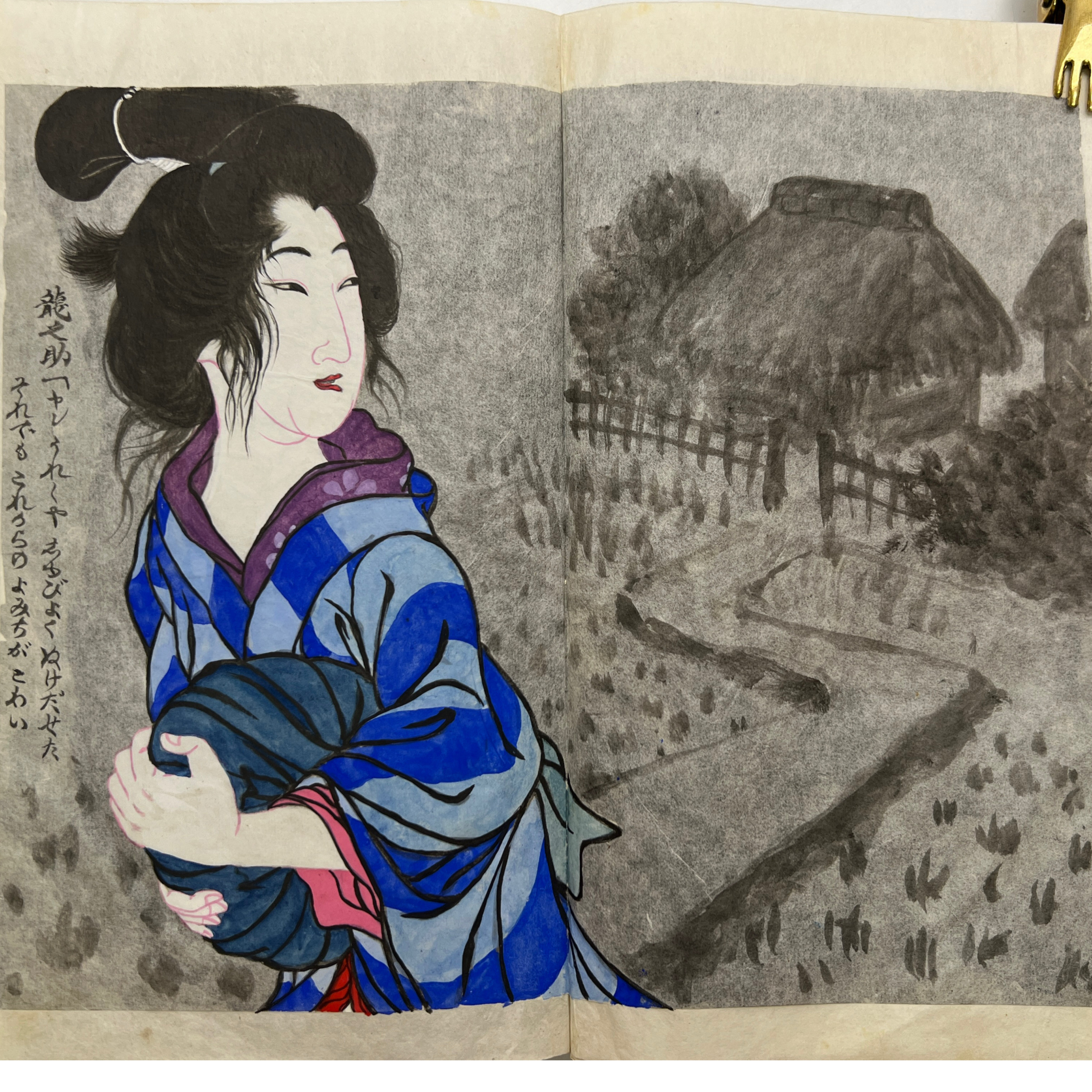 SHUNGA NANSHOKU (HOMOERÓTICO) - MANUSCRITO PINTURA ORIGINAL - C.1900