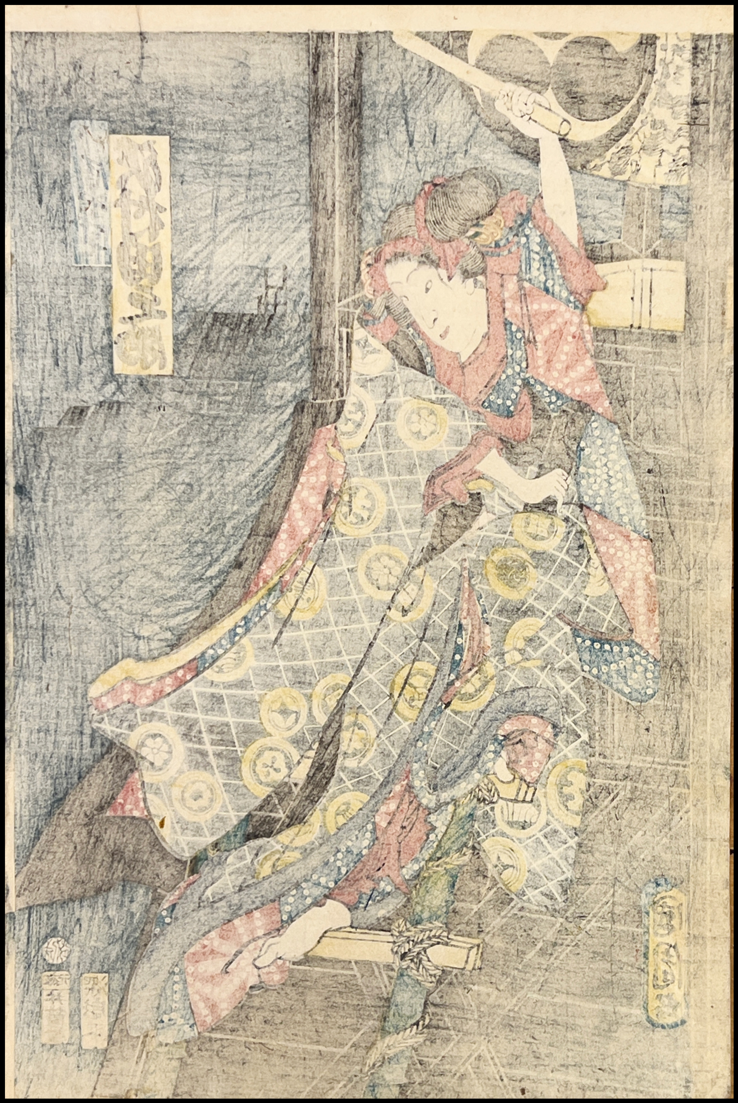 TOYOHARA KUNICHIKA -  SAWAMURA TANOSUKE III EN EL PAPEL DE YAOYA OSHICHI. - 1867