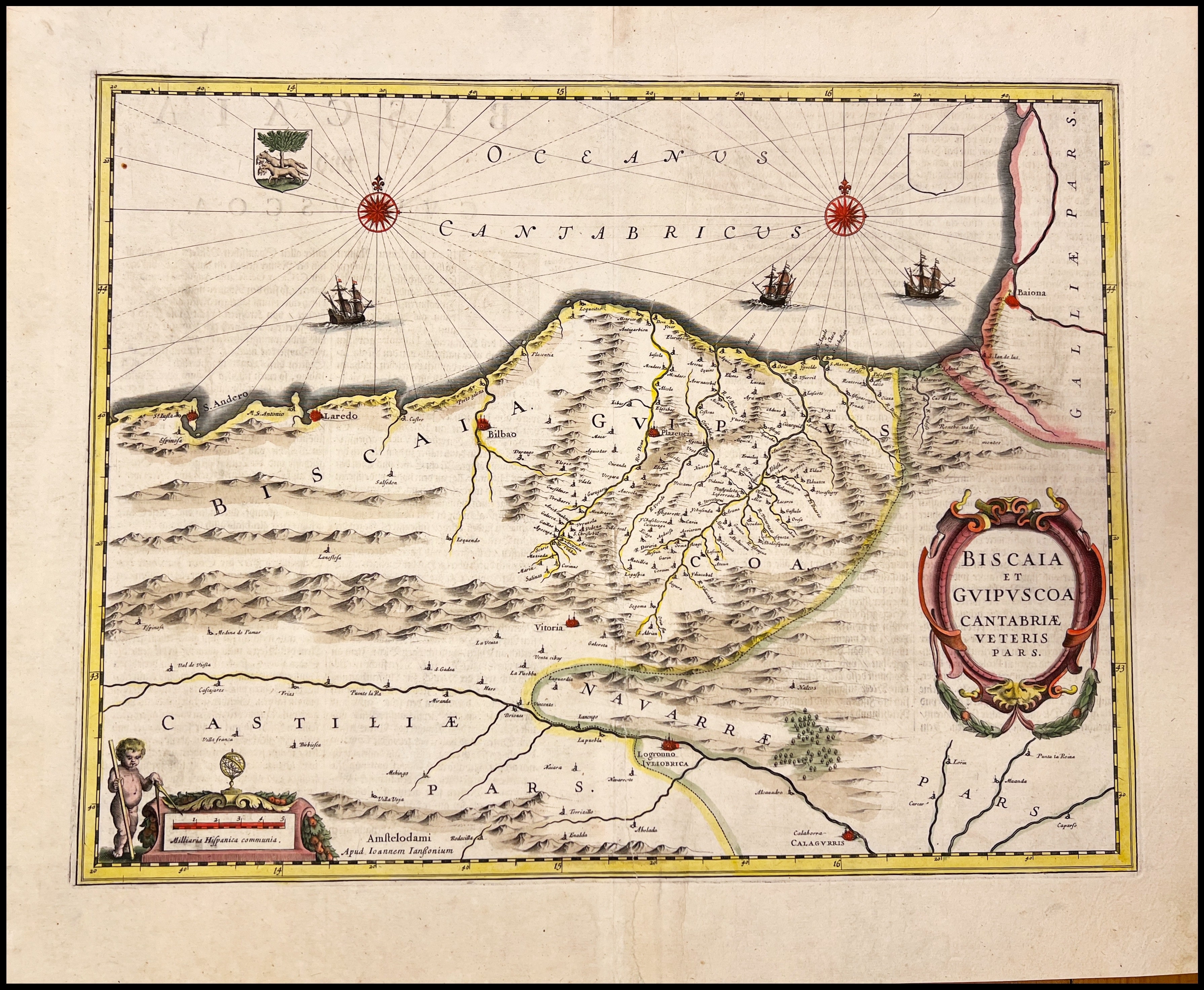 JANSSONIUS - HONDIUS - MAPA DEL PAIS VASCO - 1640