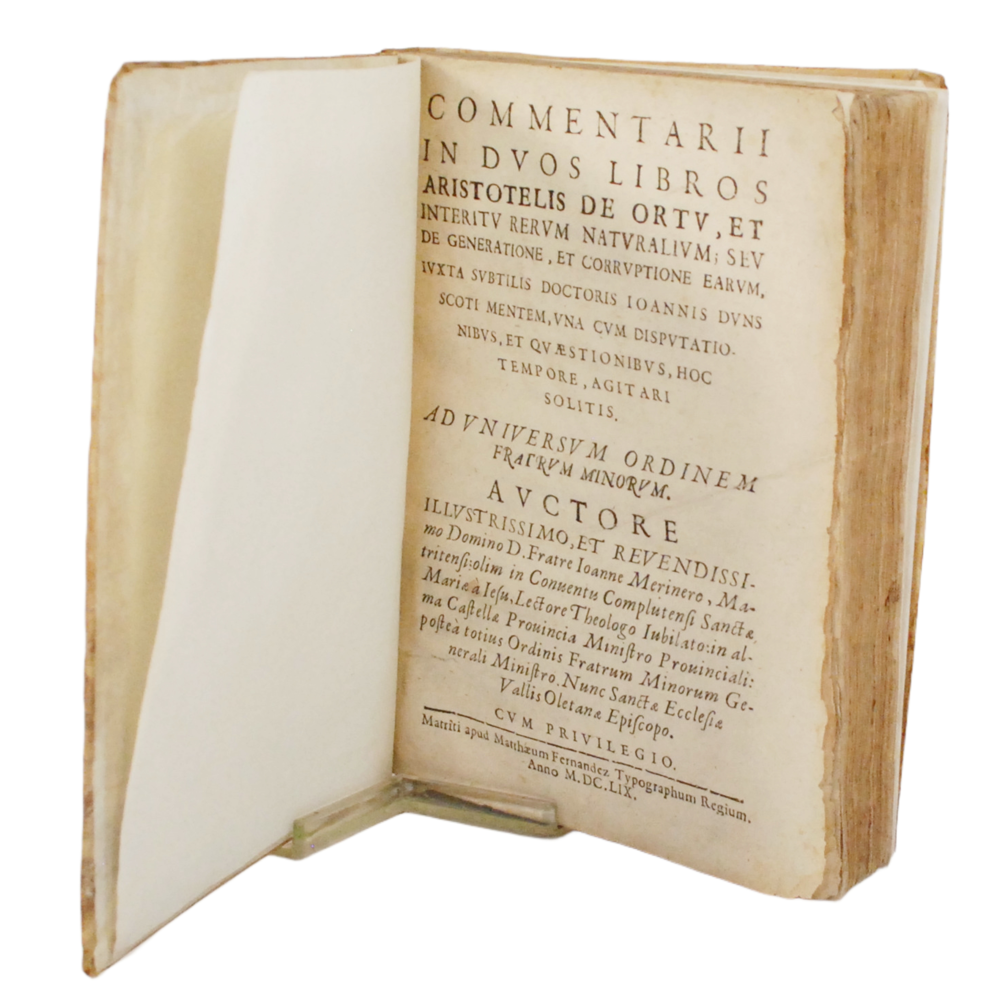 JUAN MERINERO - COMMENTARII ARISTOTELIS DE ORTU - 1659