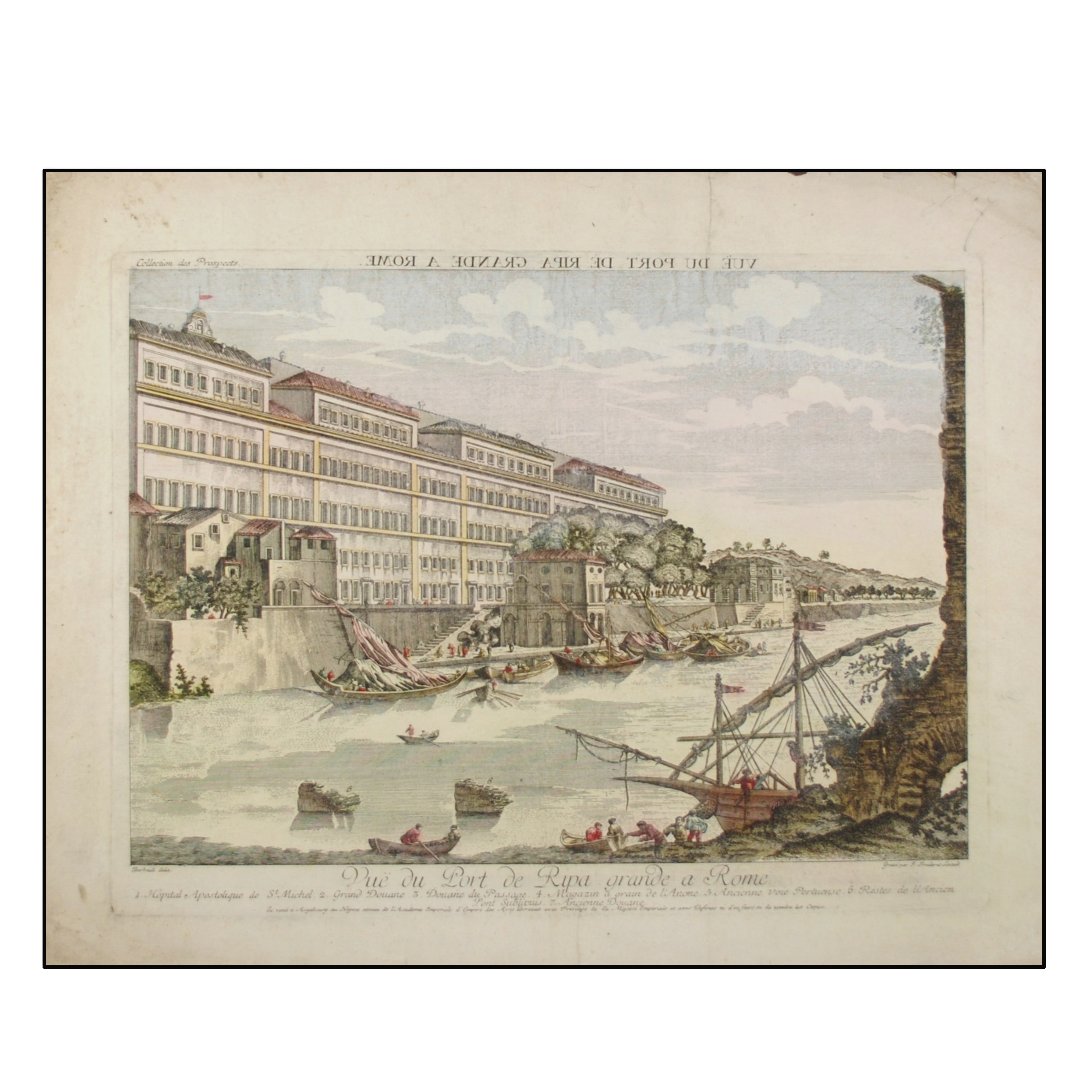 BALTHASAR F. LEIZELT - VISTA ÓPTICA DEL PUERTO DE RIPA (ROMA) - 1780