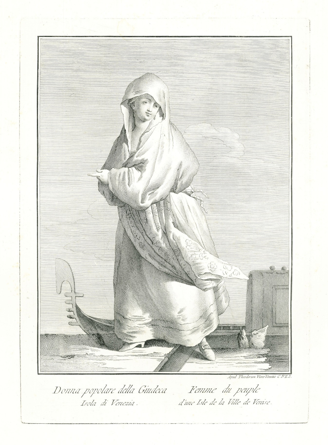 TEODORO VIERO - DONNA POPOLARE DELLA GIUDECA ISOLA DI VENEZIA / FEMME DU PEUPLE D'UNE ISLE DE LA VILLE DE VENISE - 1791