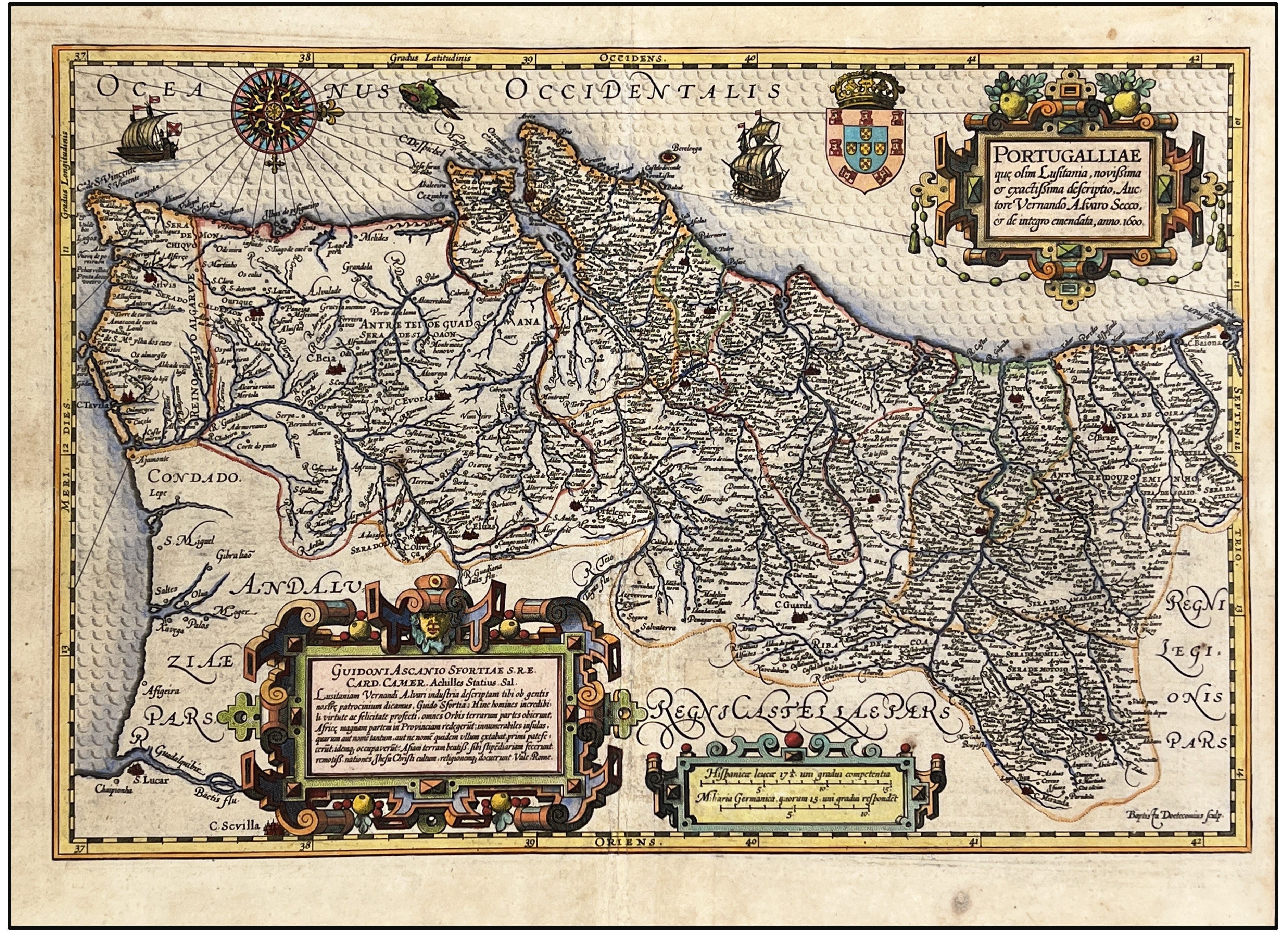 GERHARD MERCATOR - PORTUGALLIAE QUE OLIM LUSITANIA, NOVISSIMA ET EXACTIS-SIMA DESCRIPTIO - MAPA DEDE PORTUGAL - 1600