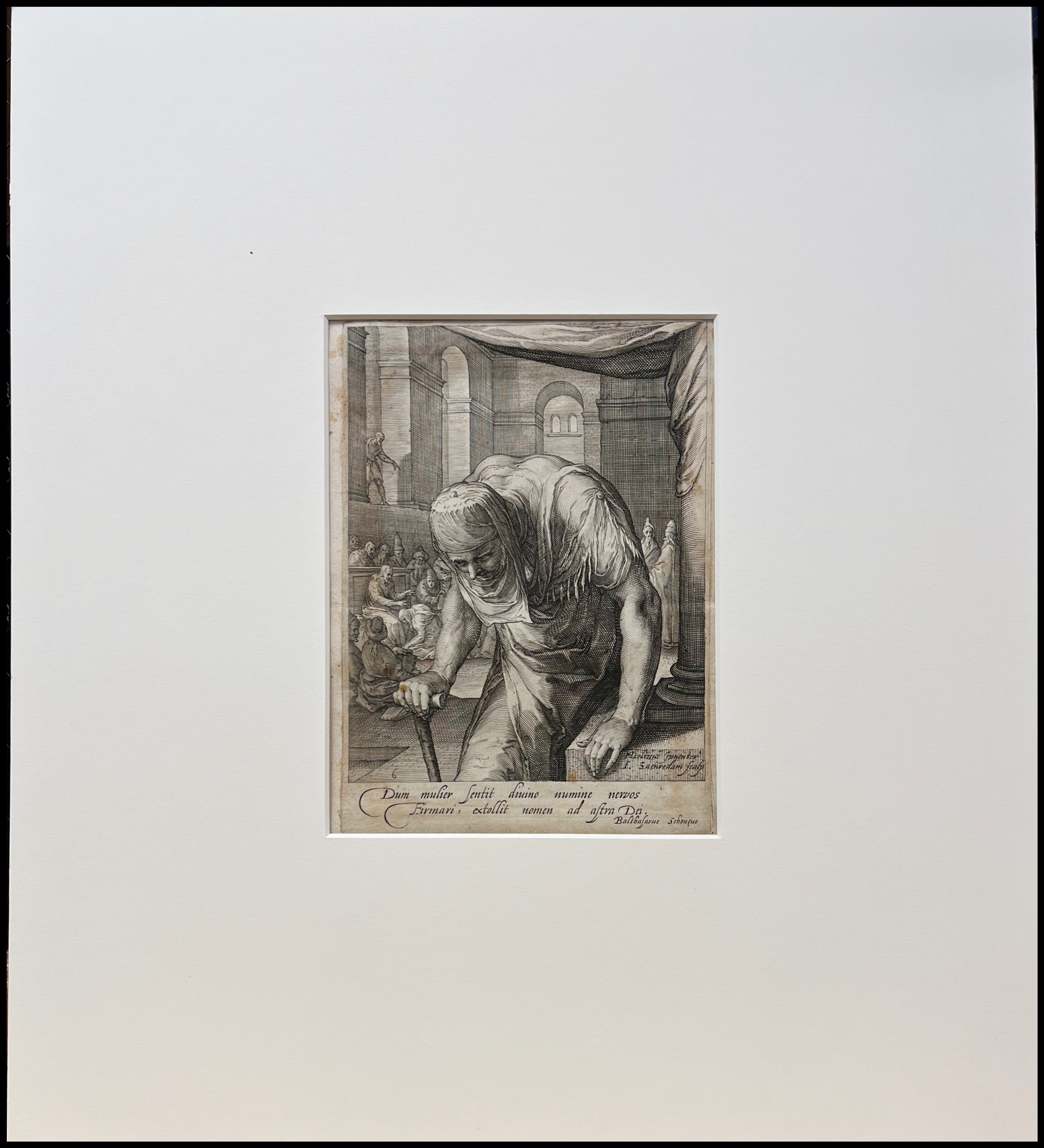 GOLTZIUS - MUJER MAYOR LISIADA, CURADA POR CRISTO (SERIE DE LAS MUJERES DEL NUEVO TESTAMENTO) - 1600