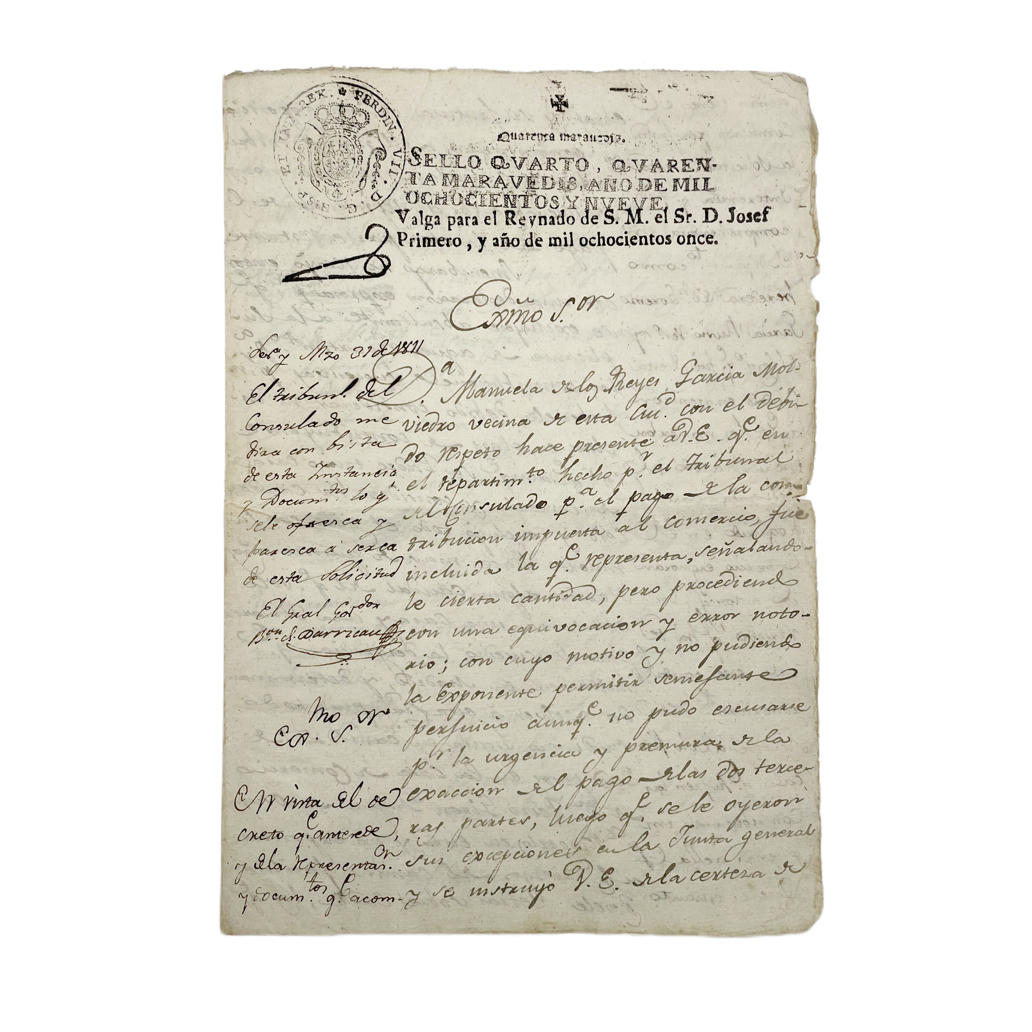 SELLO QUARTO DE JOSÉ I - ASUNTOS ECONÓMICOS - 1811