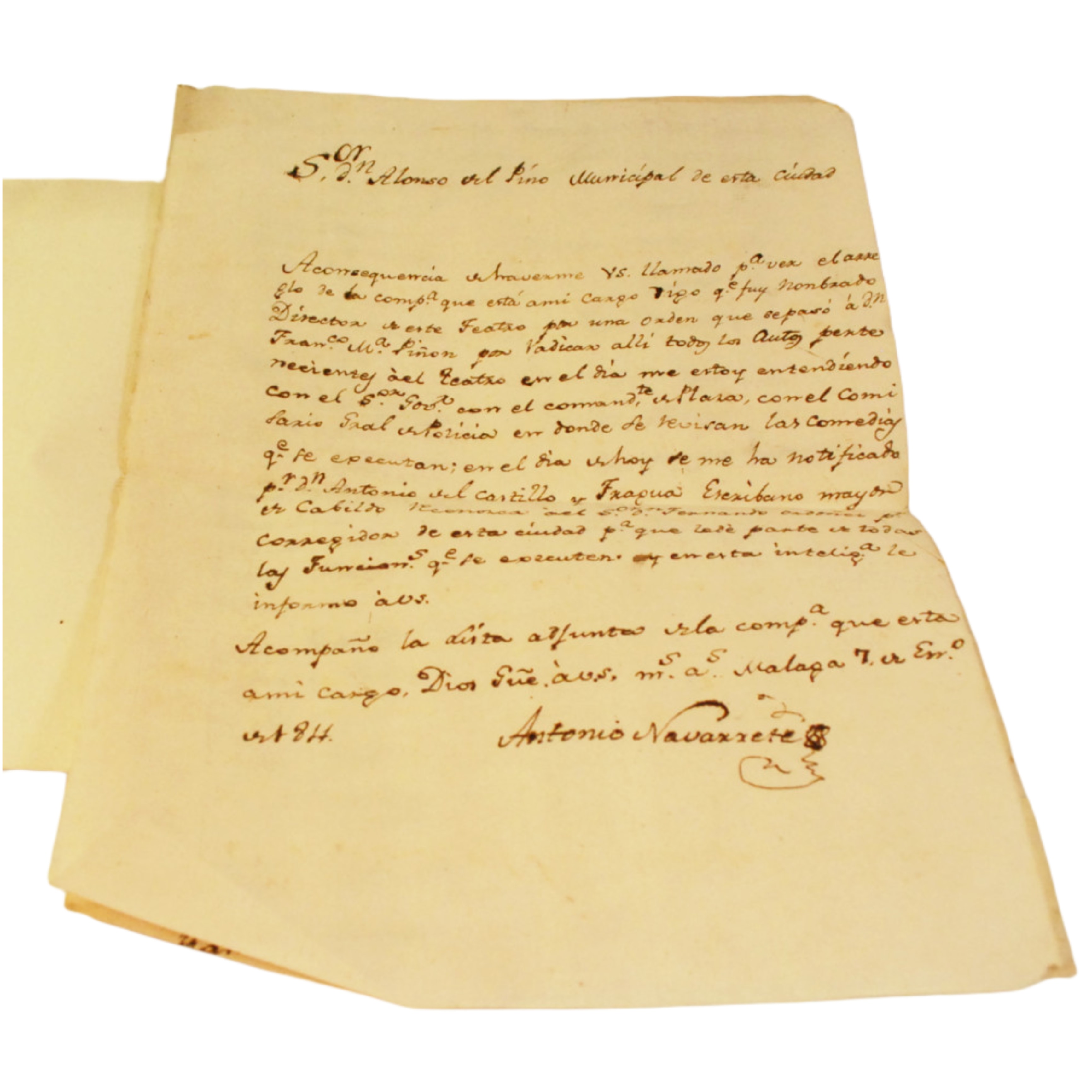 MANUSCRITO - REGLAMENTOS DE TEATROS (MALAGA) - S. XIX