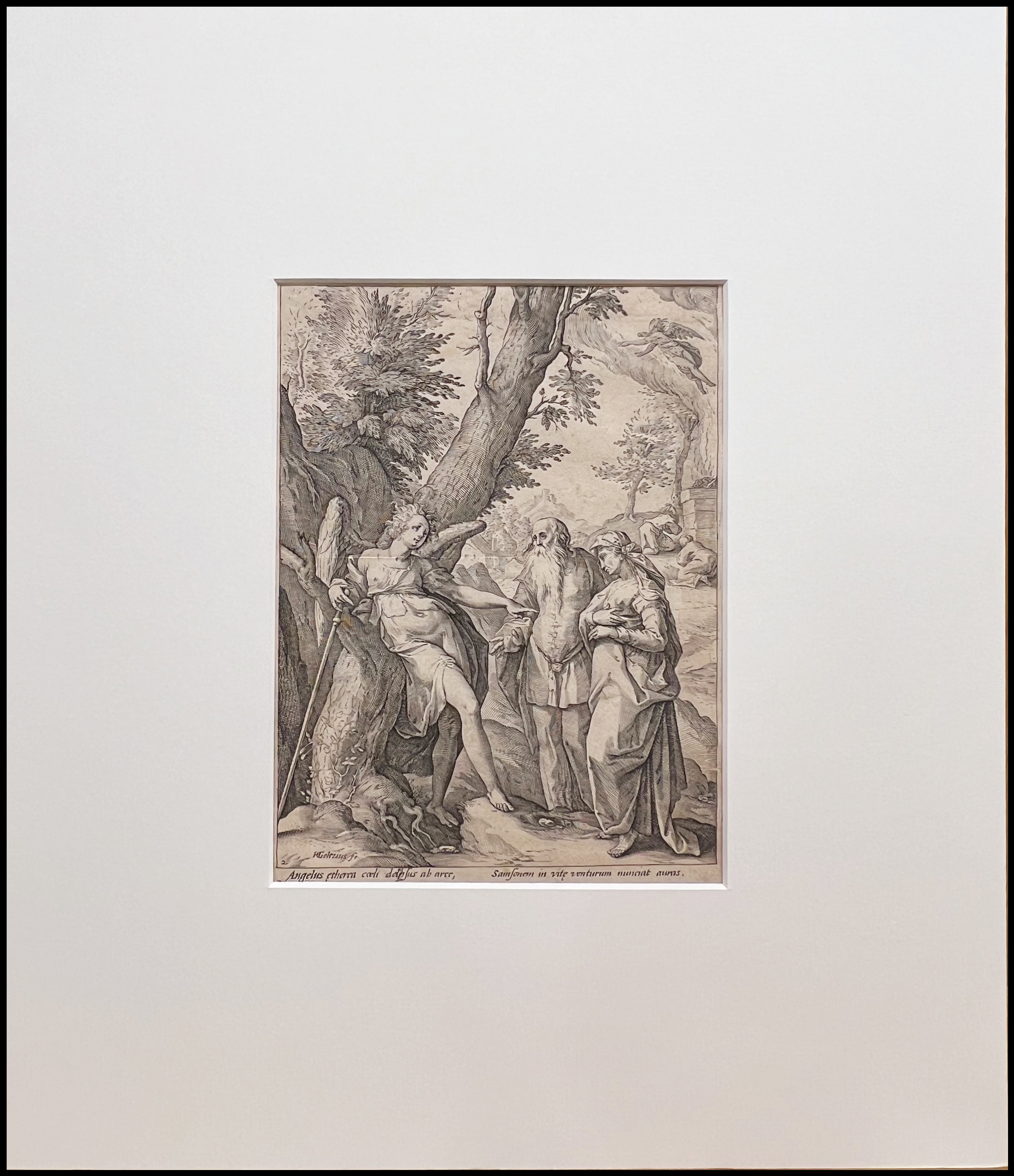 GOLTZIUS - EL ANGEL ANUNCIANDO EL NACIMIENTO DE SANSON A MANOAH Y SU ESPOSA (SERIE DE LAS ANUNCIACIONES DE LA BIBLIA) - 1586