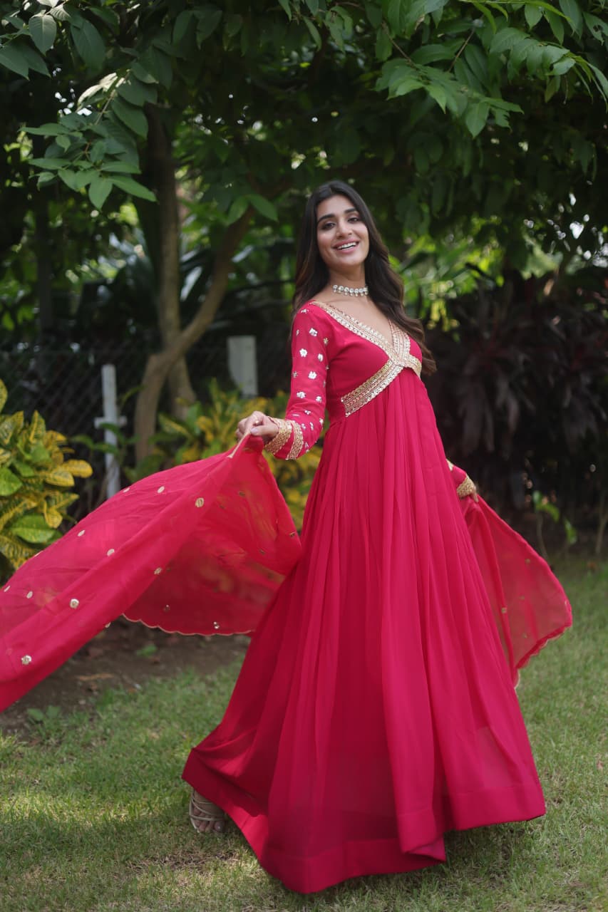 Elegant Red Anarkali Dress