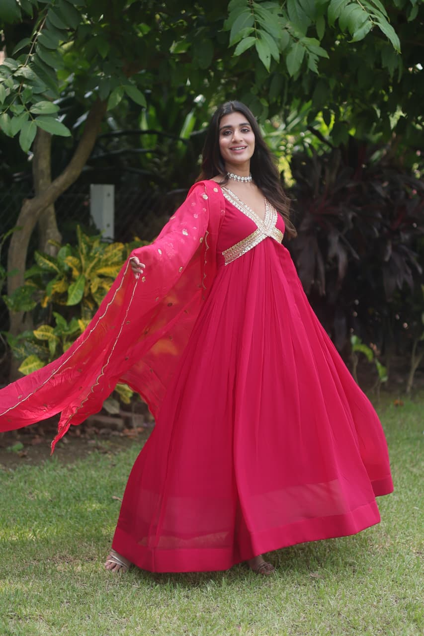 Elegant Red Anarkali Dress