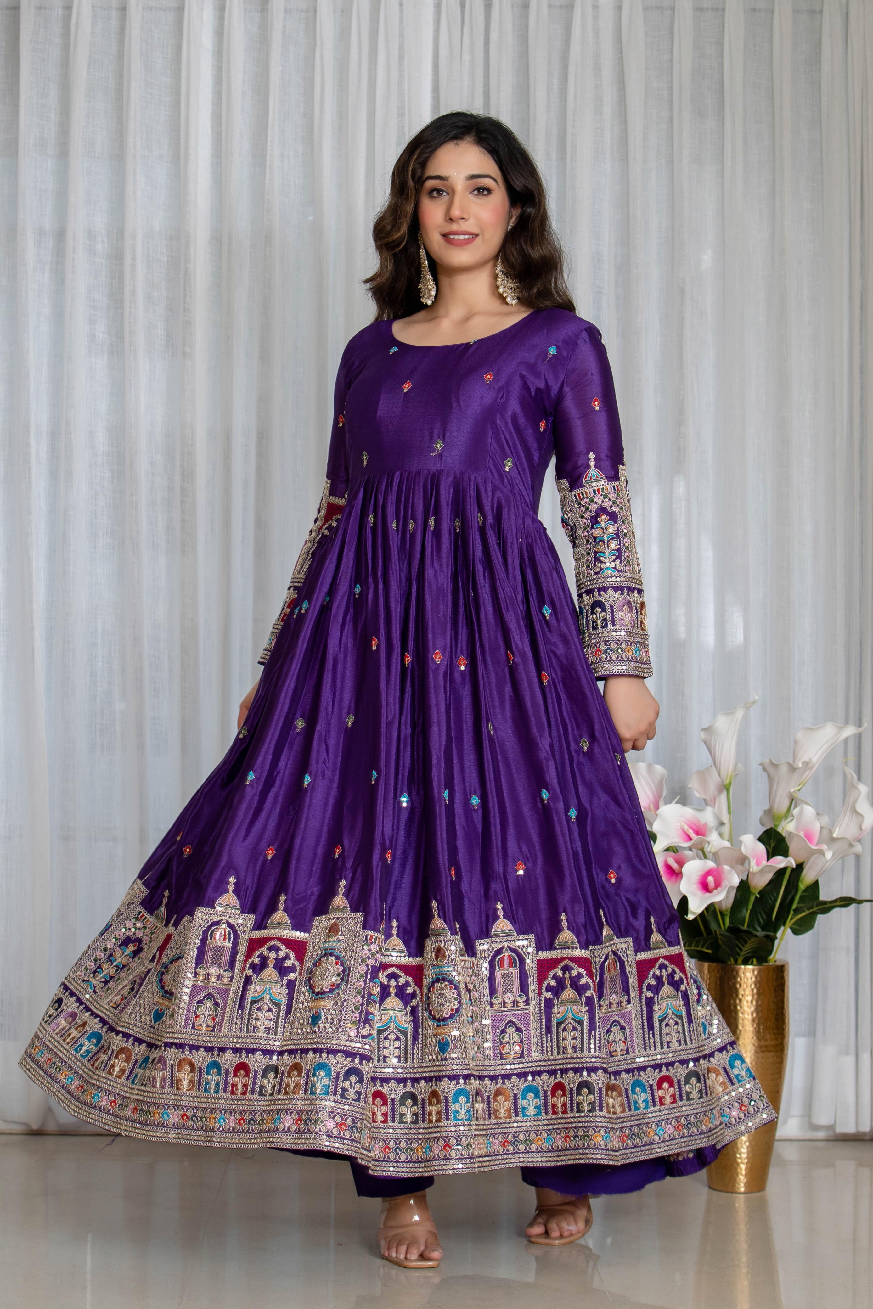 Purple Traditional Anarkali Gown