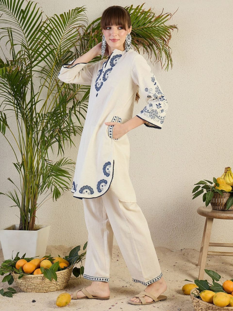 Embroidered Cotton Kurta Set 