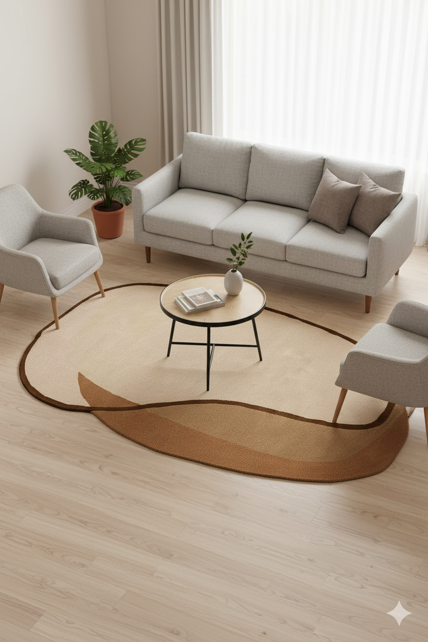 Hand-Tufted New Zealand Wool Carpet – Abstract Organic Design