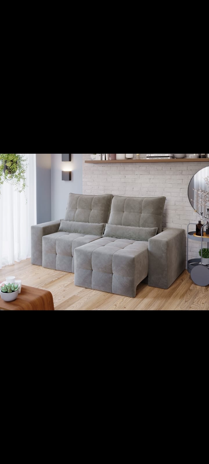 Sofá Lisboa 2,10 Retrátil e Reclinável 2 Lugares Cinza