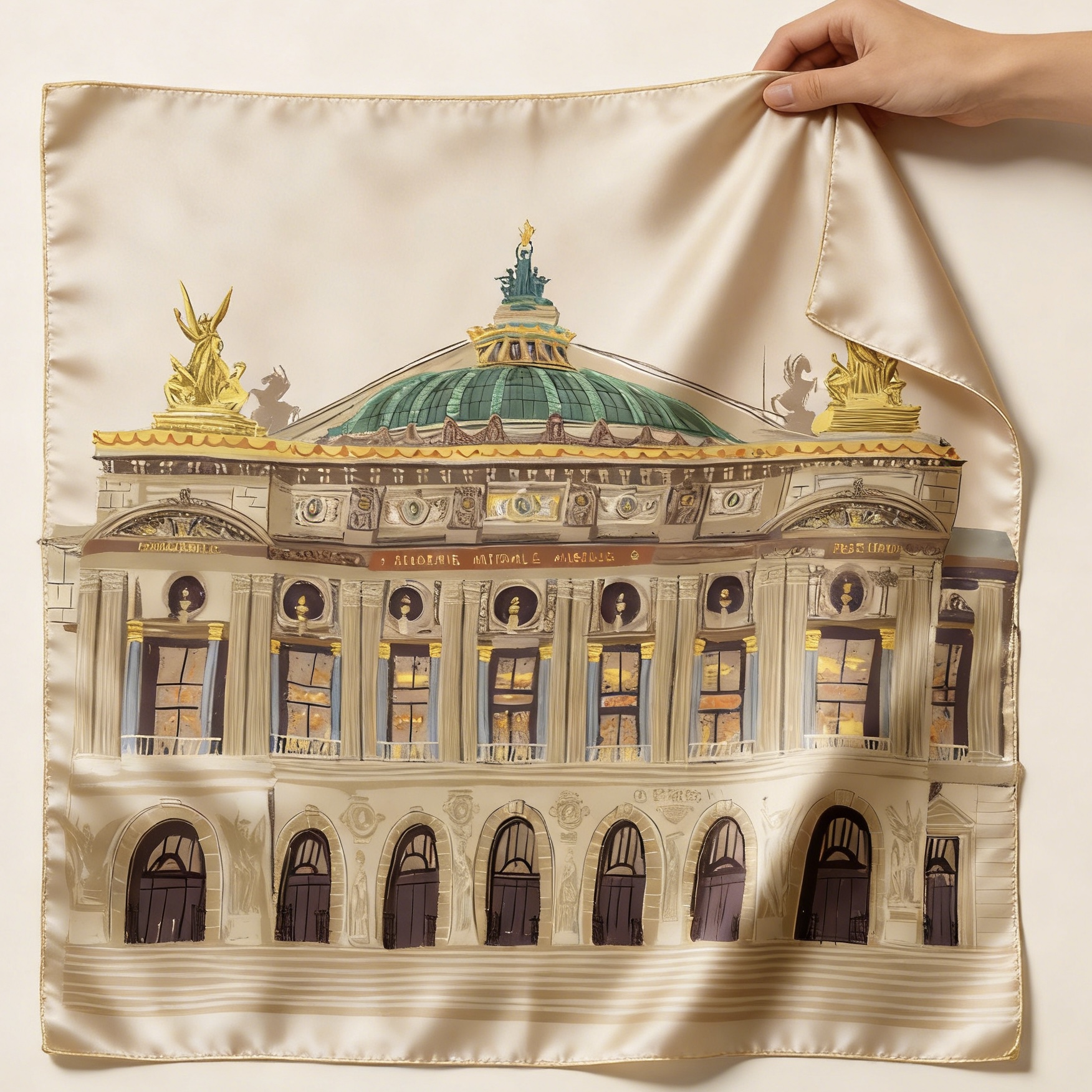 Foulard en soie illustré