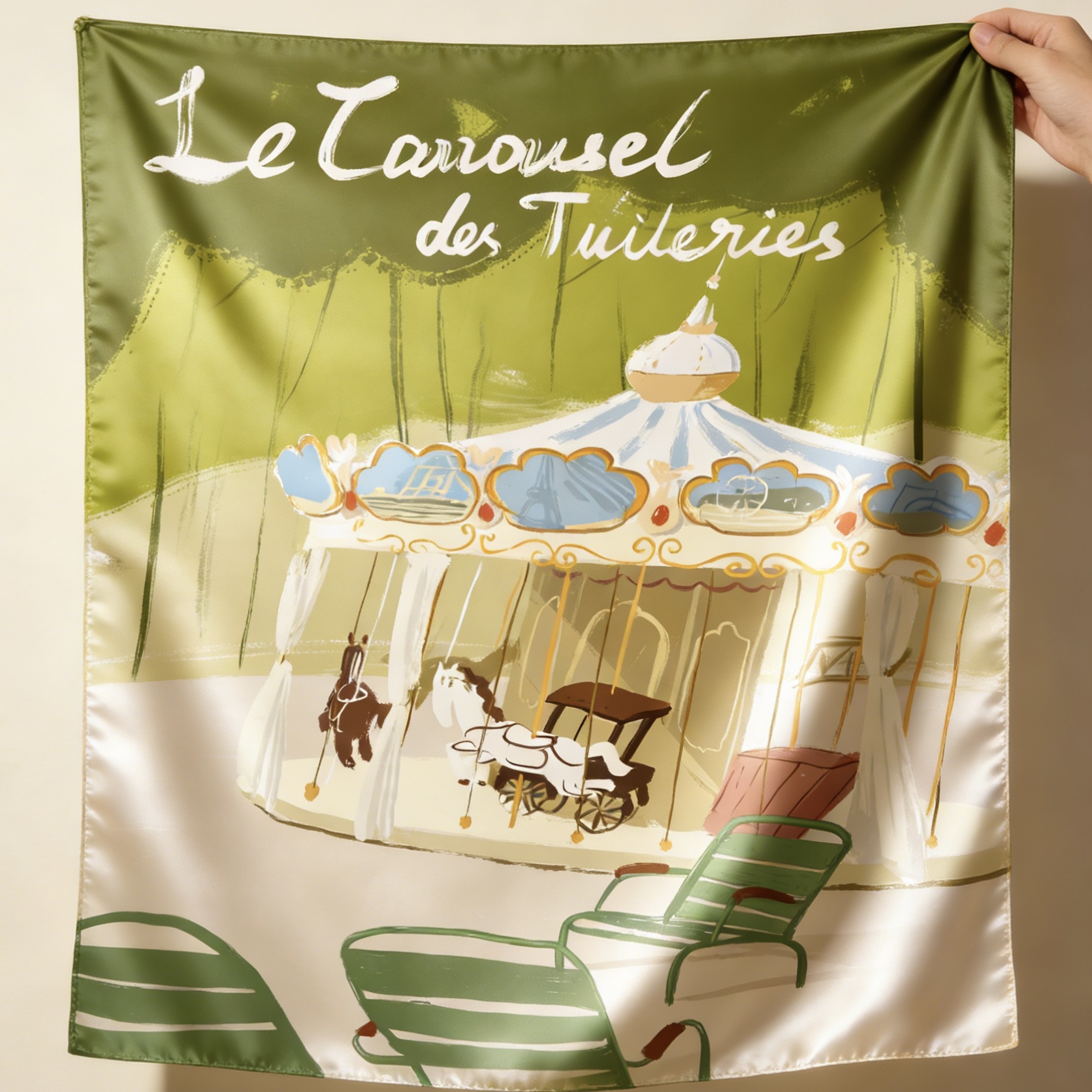 Foulard en soie illustré