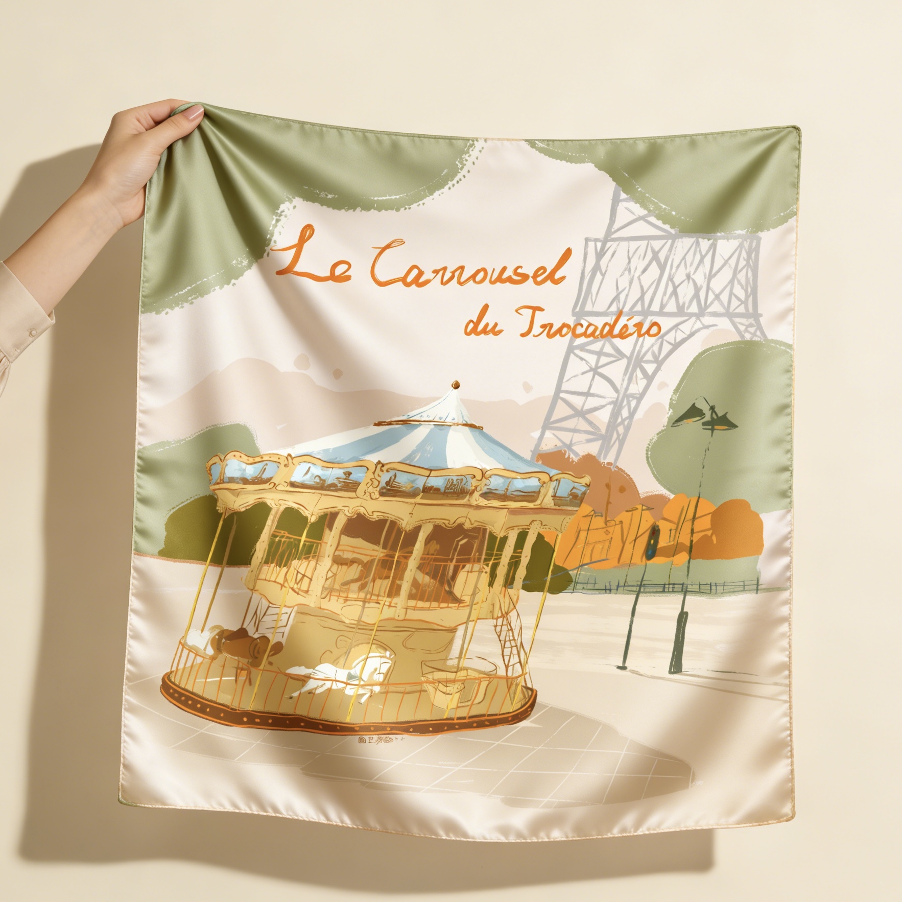 Foulard en soie illustré