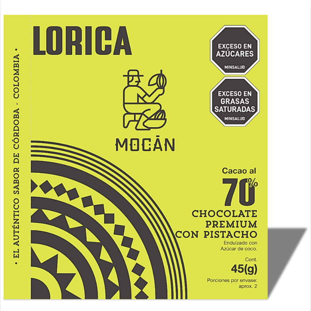 LORICA - Barra de Chocolate al  70% con Pistacho