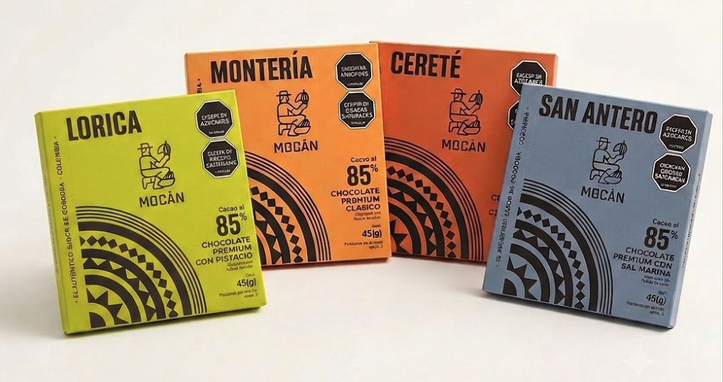 MOCÁN BOX - 4 Chocolatinas surtidas del 85% de Cacao